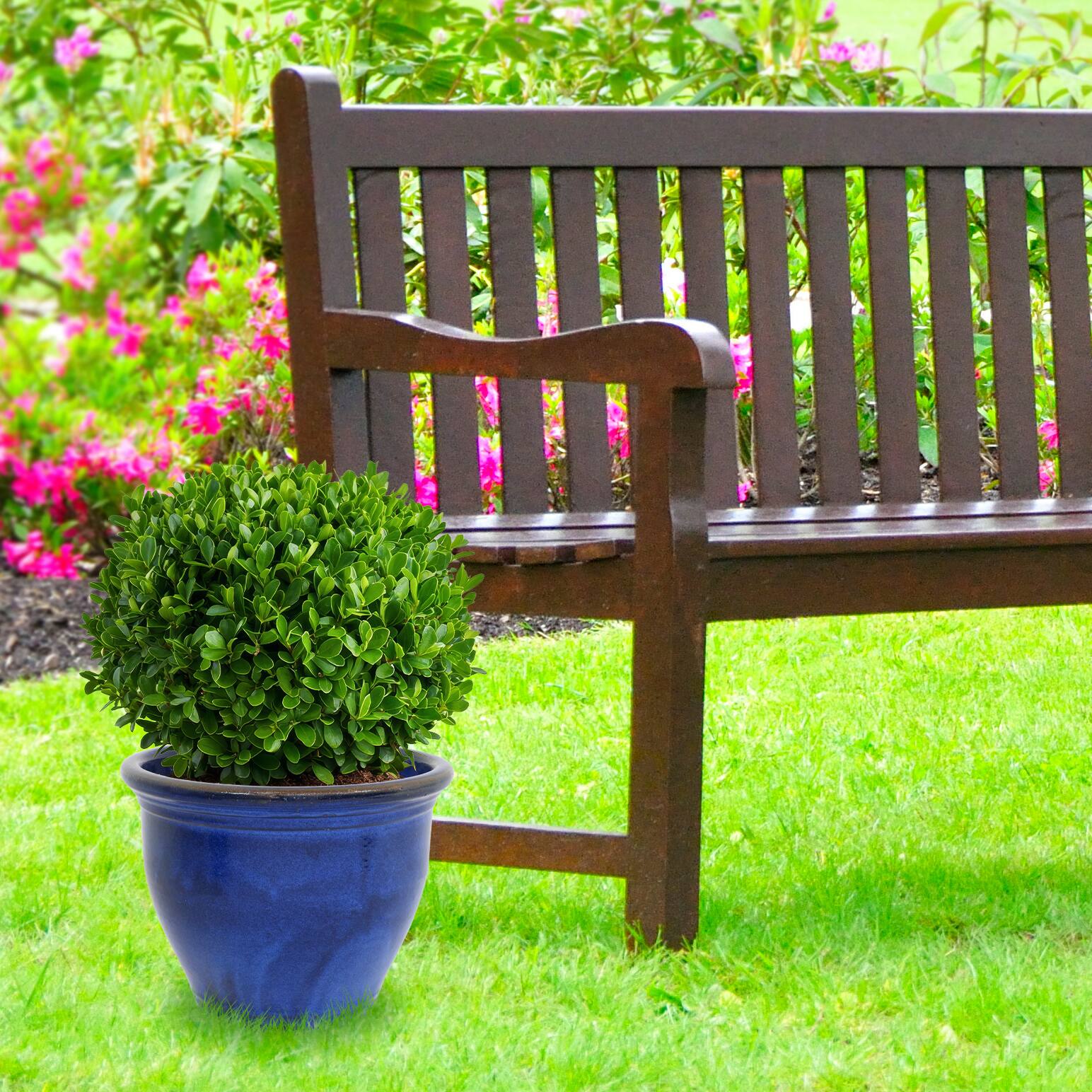 Alt View 8. Sunnydaze - 18.5 in Studio High-Fired Glazed Ceramic Planter - Imperial Blue.