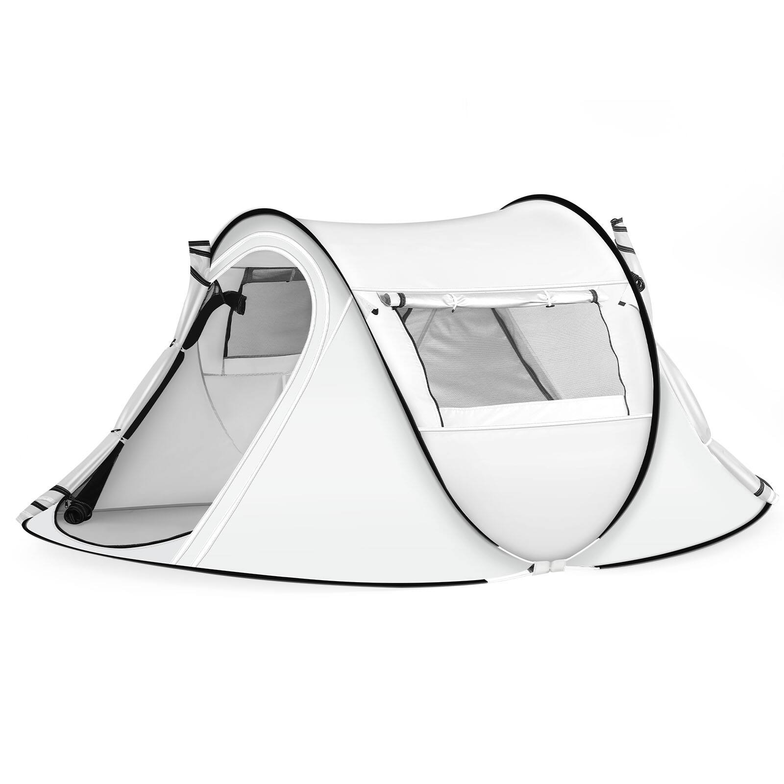 Angle. Oumilen - Pop-Up Camping Tent, Portable Instant Setup Dome Tent 96.8" x 59.0" x 41.7" White for Outdoor Beach Backyard - White.
