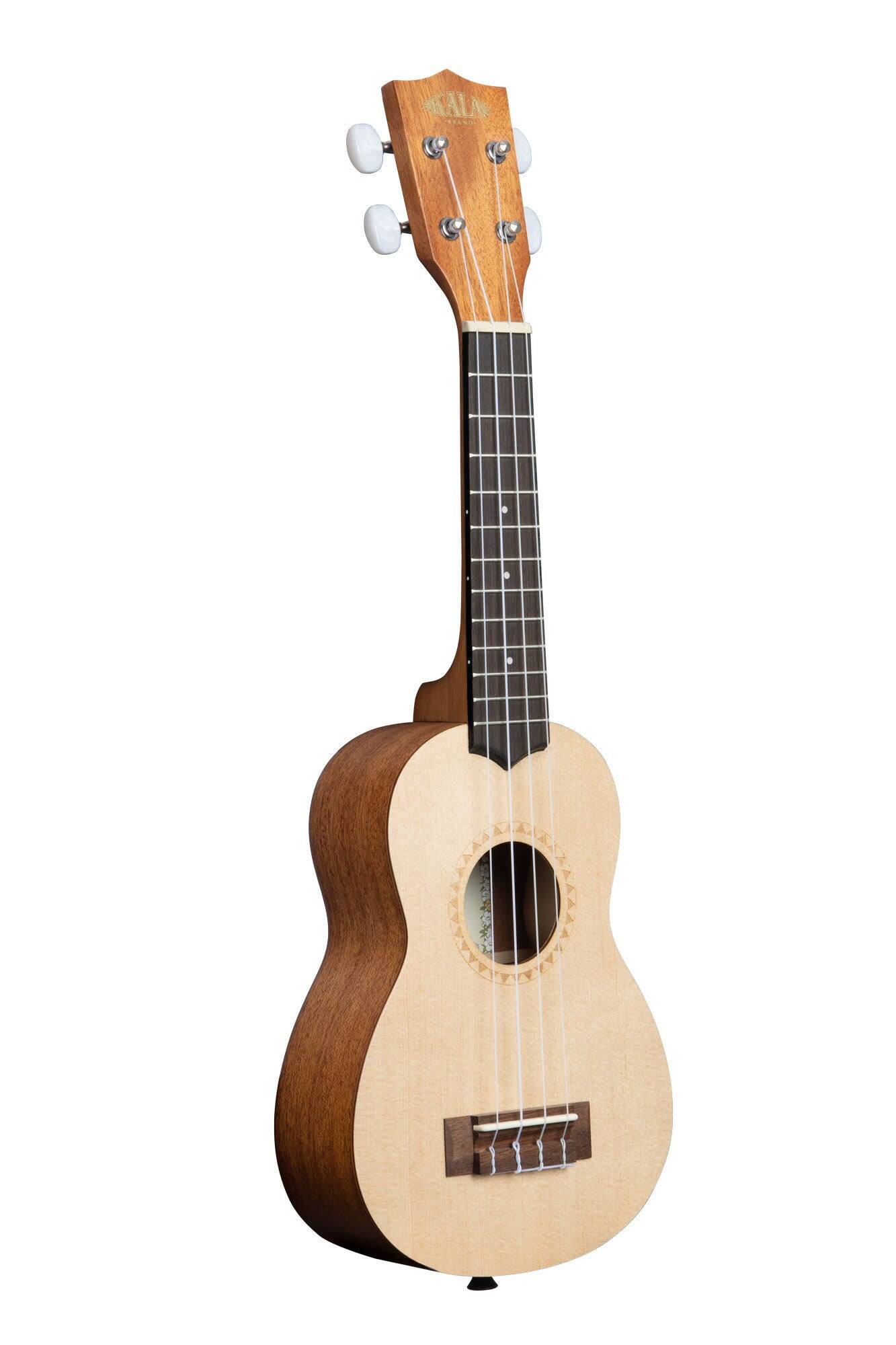 Angle. Kala - Kala Brand Music Co Satin Spruce Top Mahogany Soprano Ukulele.