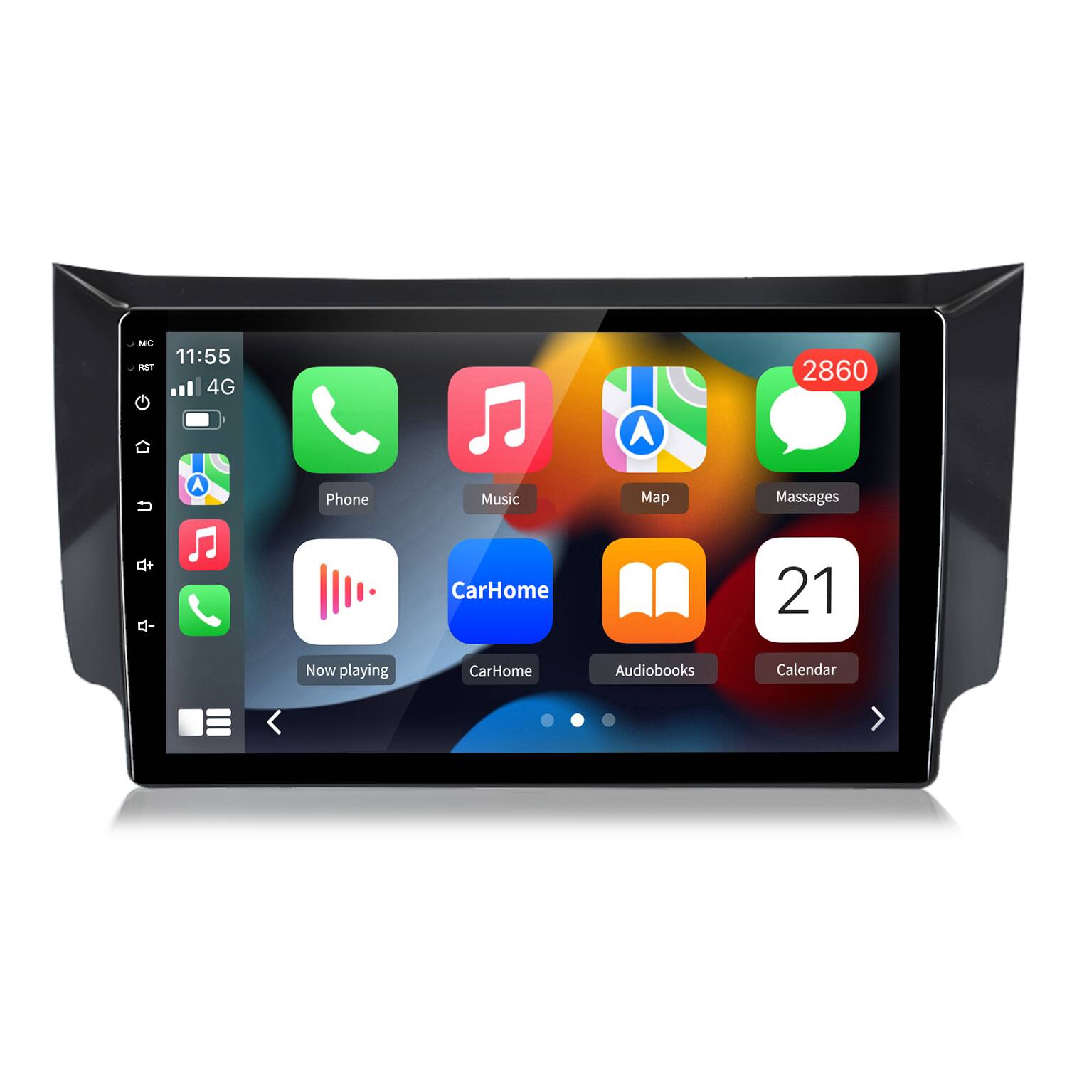 MRG THLE 11:55 4G 2860 A Phone Music Map Messages - CarHome 21 Now playing CarHome Audiobooks Calendar