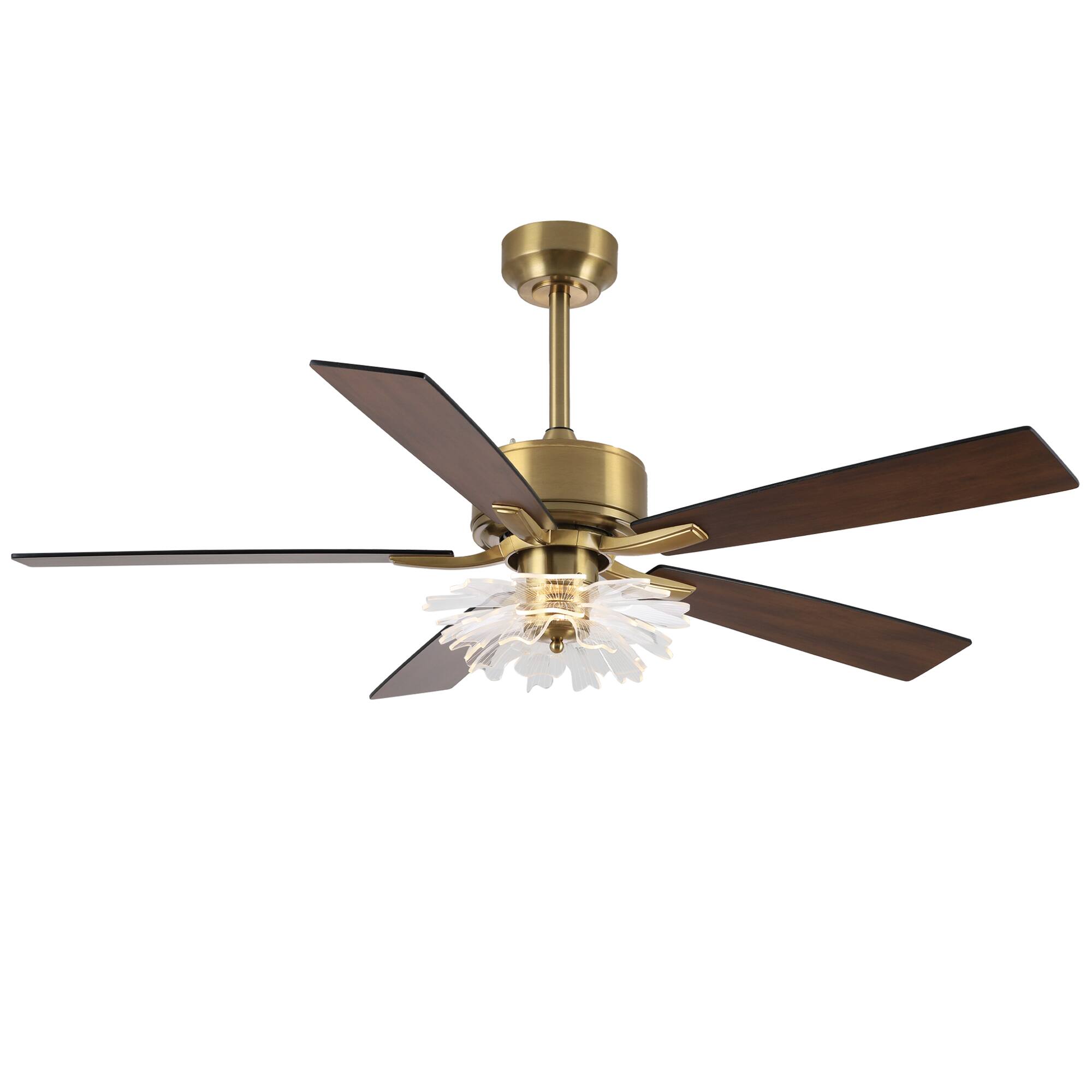 Alt View 7. Parrot Uncle - 52" Modern Gold LED Ceiling Fan with Remote and Light Guide Plate Shade Design - Gold.