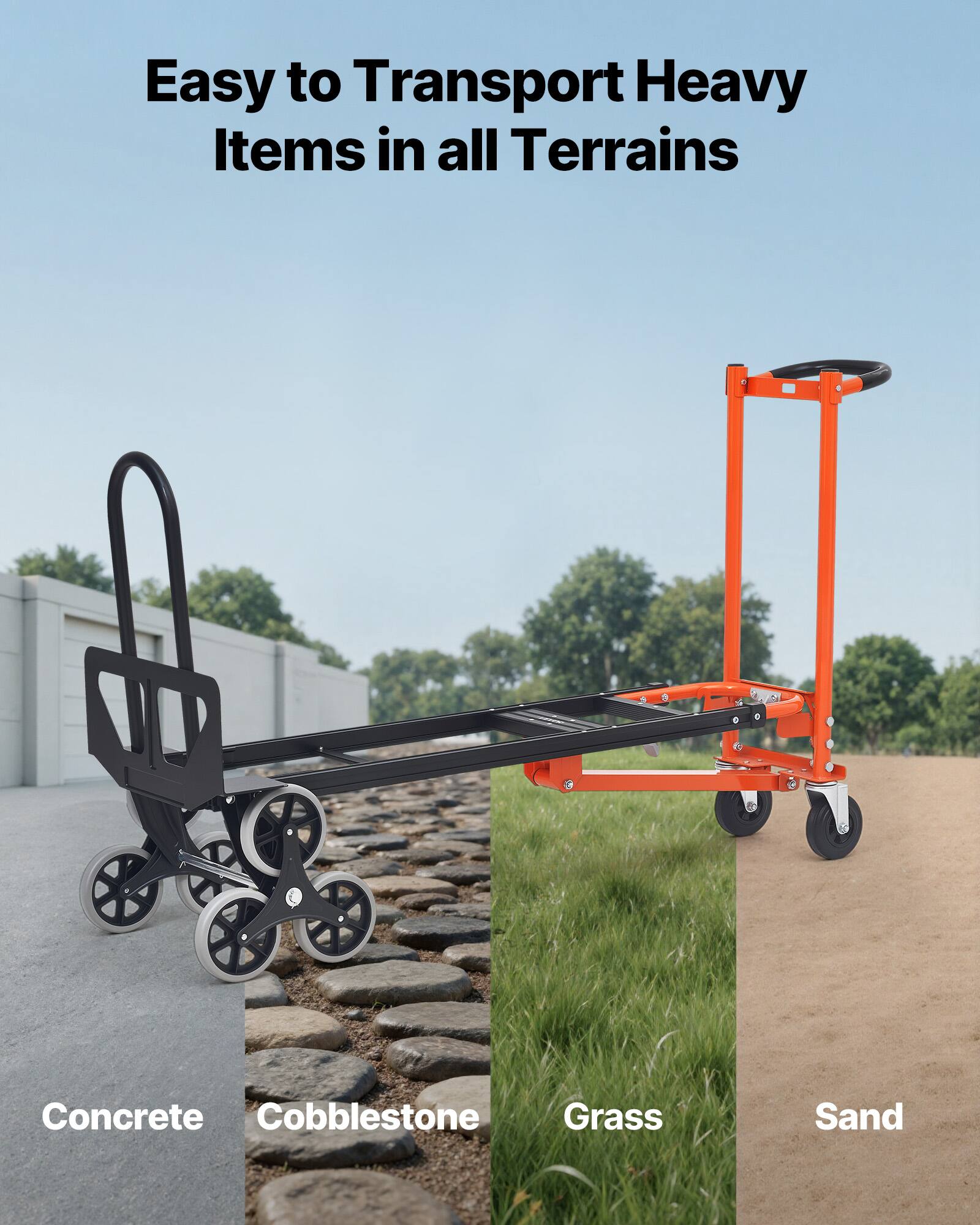 Easy to Transport Heavy Items in all Terrains

Concrete  
Cobblestone  
Grass  
Sand