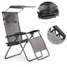 Costway - Folding Recliner Zero Gravity Lounge Chair W/ Shade Canopy Cup Holder - Gray