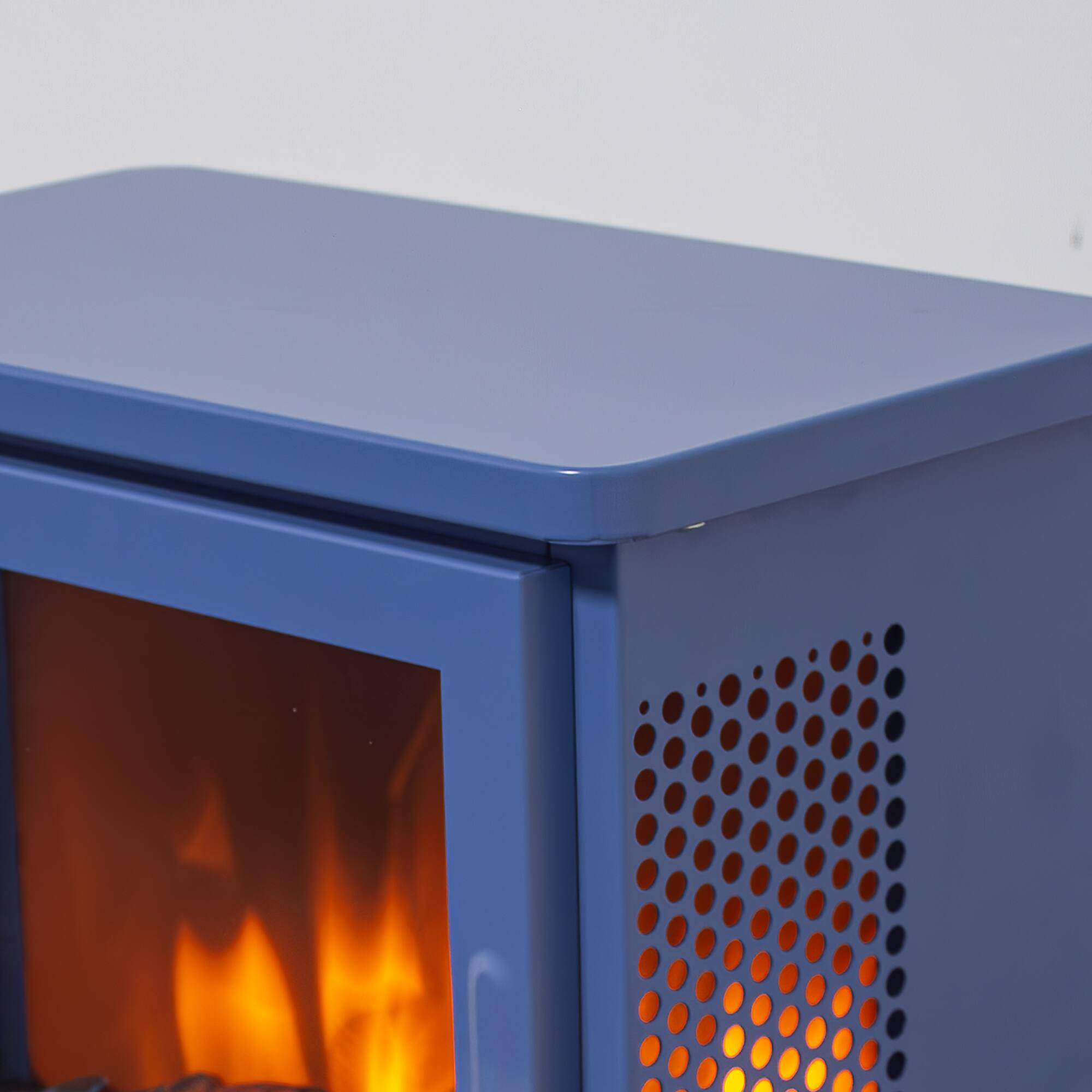 Alt View 8. GOODSILO - Freestanding Electric Fireplace Stove Heater with 3D Flame Effect - Aqua Blue.
