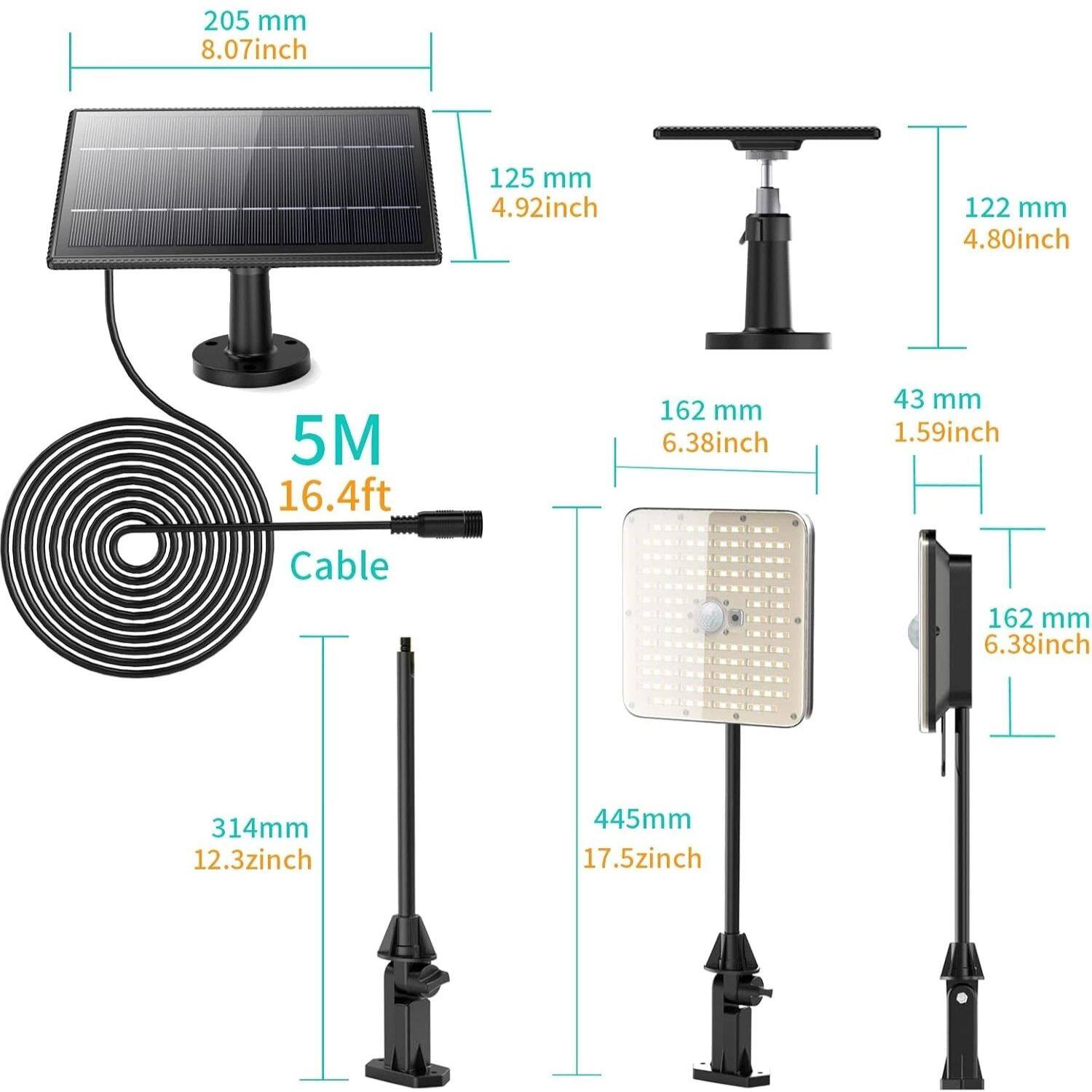 - 205 mm (8.07 inch)
- 125 mm (4.92 inch)
- 122 mm (4.80 inch)
- 5M (16.4 ft) Cable
- 162 mm (6.38 inch)
- 43 mm (1.59 inch)
- 314 mm (12.3 inch)
- 445 mm (17.5 inch)