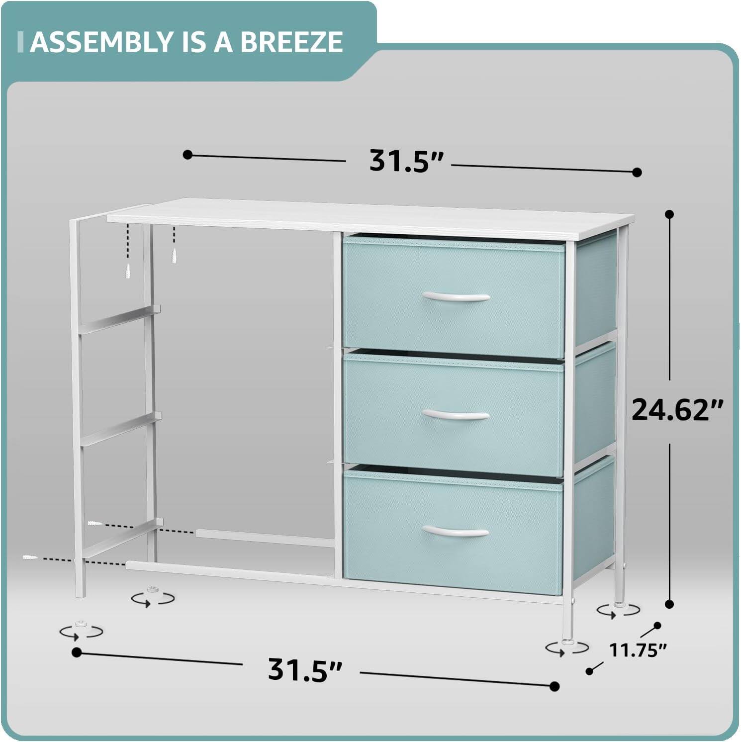 ASSEMBLY IS A BREEZE

31.5"  
24.62"  
31.5"  
11.75"