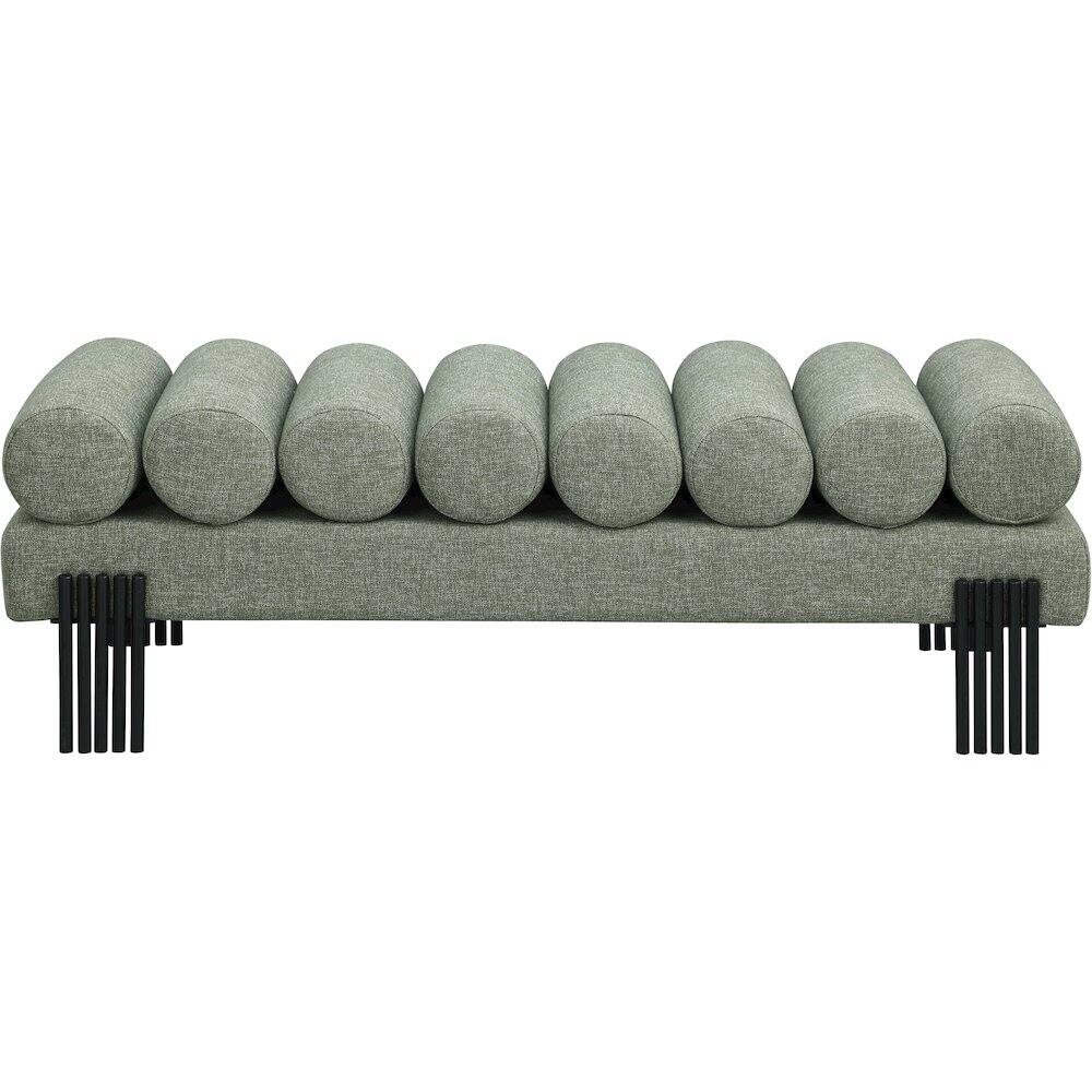 Alt View 2. Meridian Furniture - Akeela Green Linen Textured Fabric Bench - Green.
