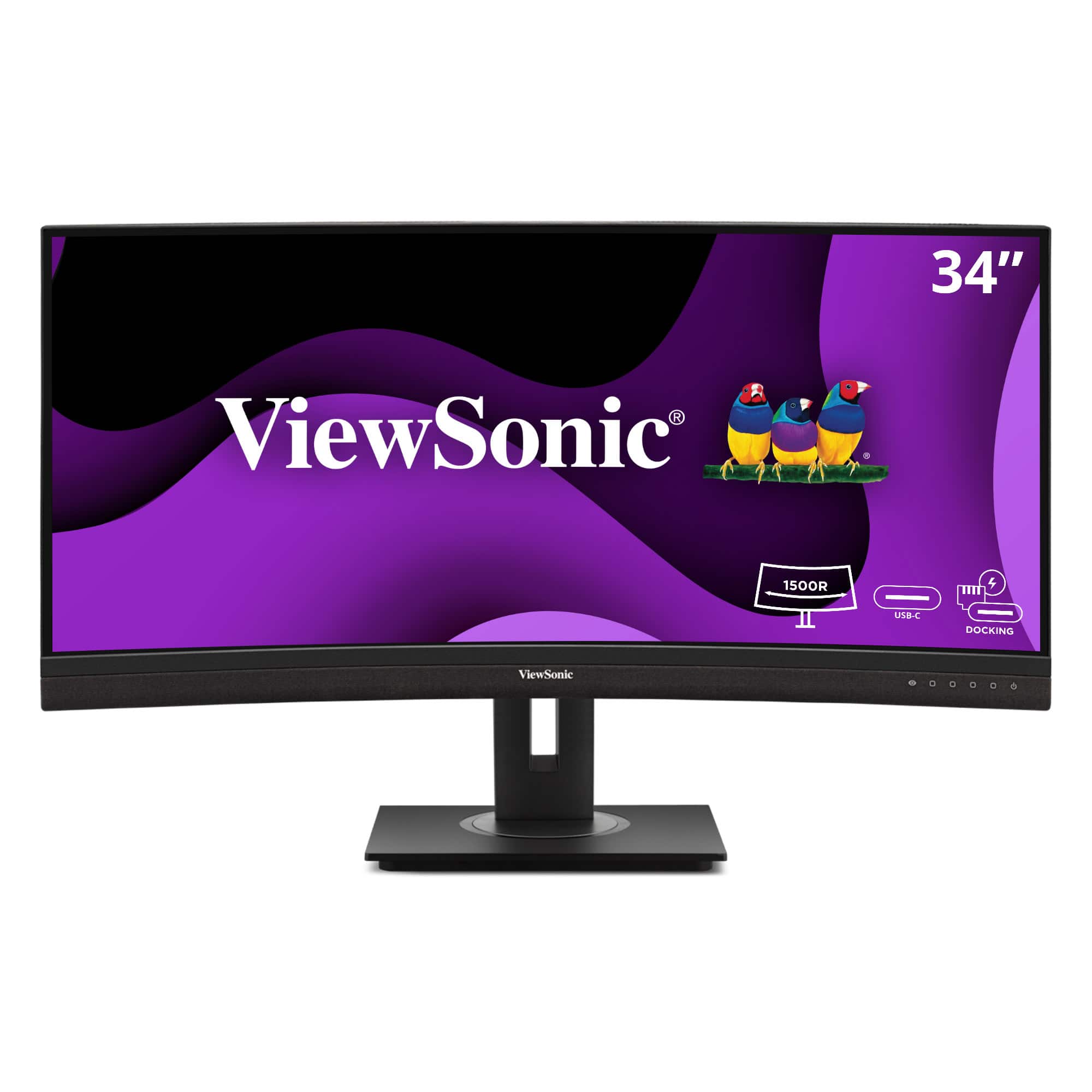 ViewSonic - VG3456CA 34" UWQHD 4K Curved Docking Monitor w/ Advanced Ergonomics, 100W USB C, HDMI, DisplayPort, and USB Hu - Black
