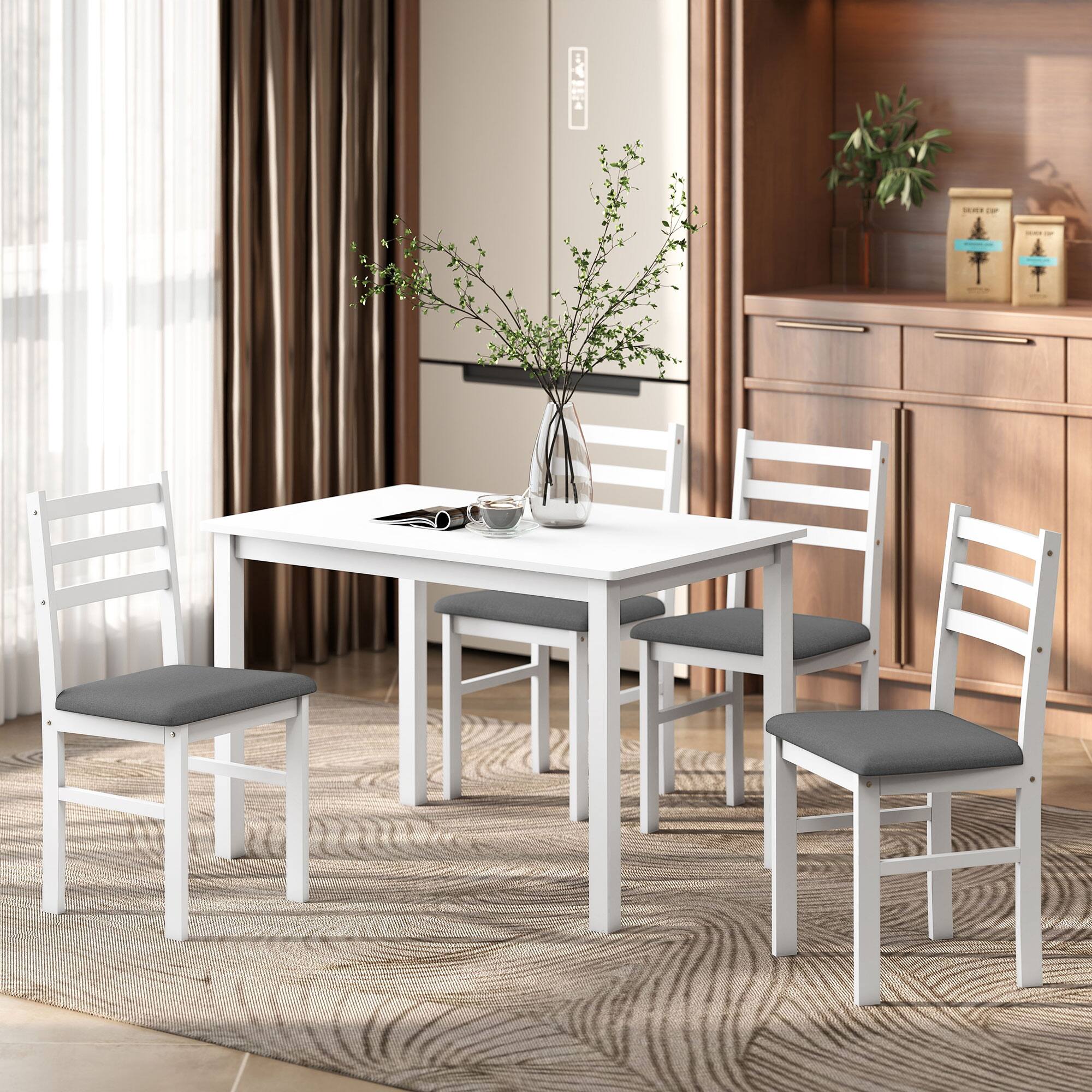 Alt View 1. Homcom - Small Kitchen Table Set for 4 - White.