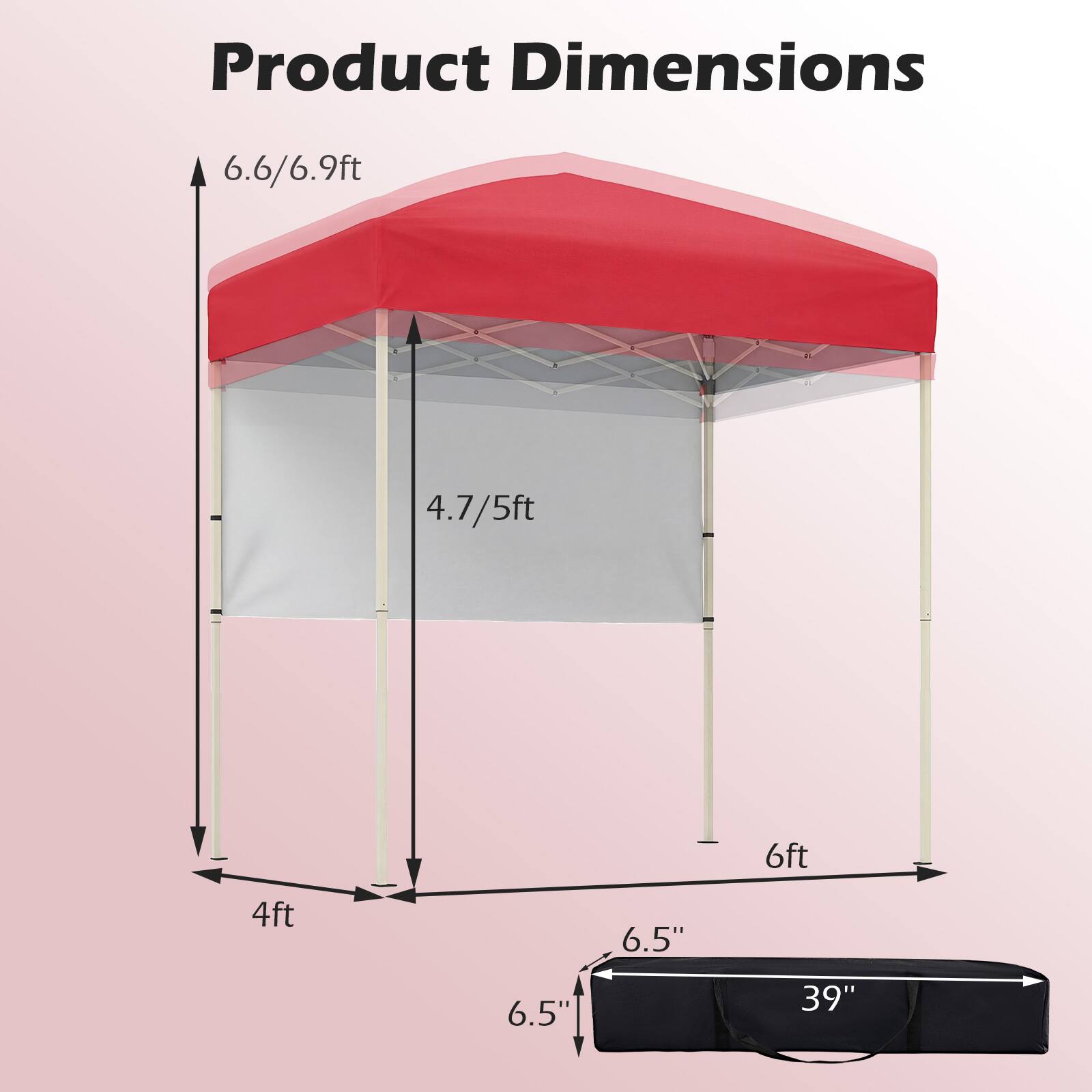 Product Dimensions: 6.6/6.9ft, 4.7/5ft, 6ft, 4ft, 6.5", 6.5", 39"