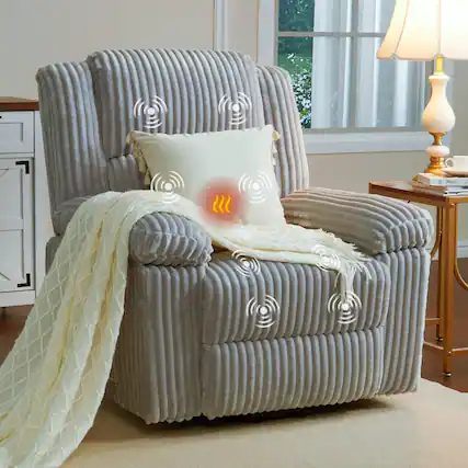 Front. Acekool - Power Lift Recliner with Heat & Massage - Electric Lift Chair with Padded Support for Elderly & Mobility Impaired - Light Grey.