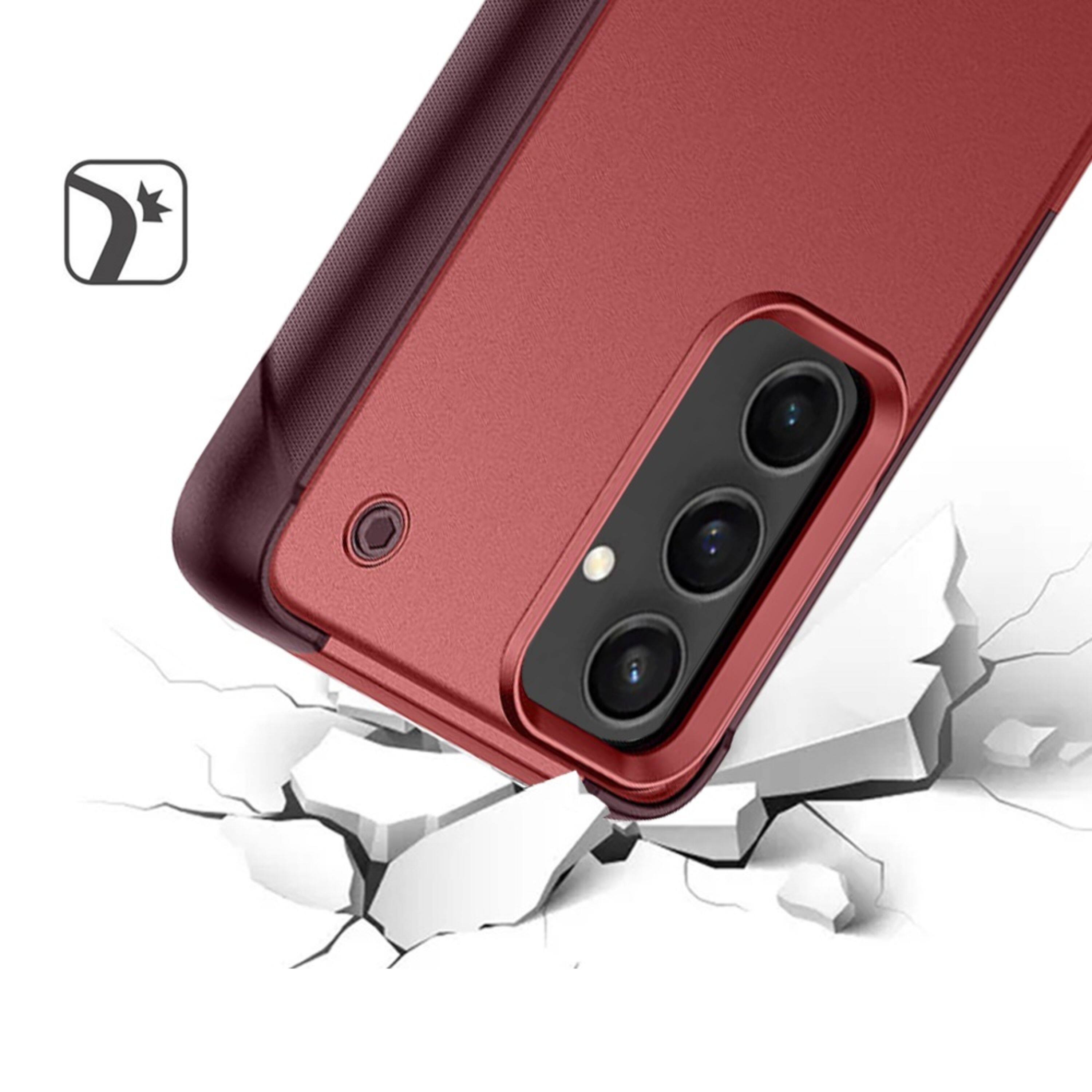 Left. Kitcheniva - Protective Phone Cover With Built-in Kickstand For Samsung Galaxy S24+ Red - Red.