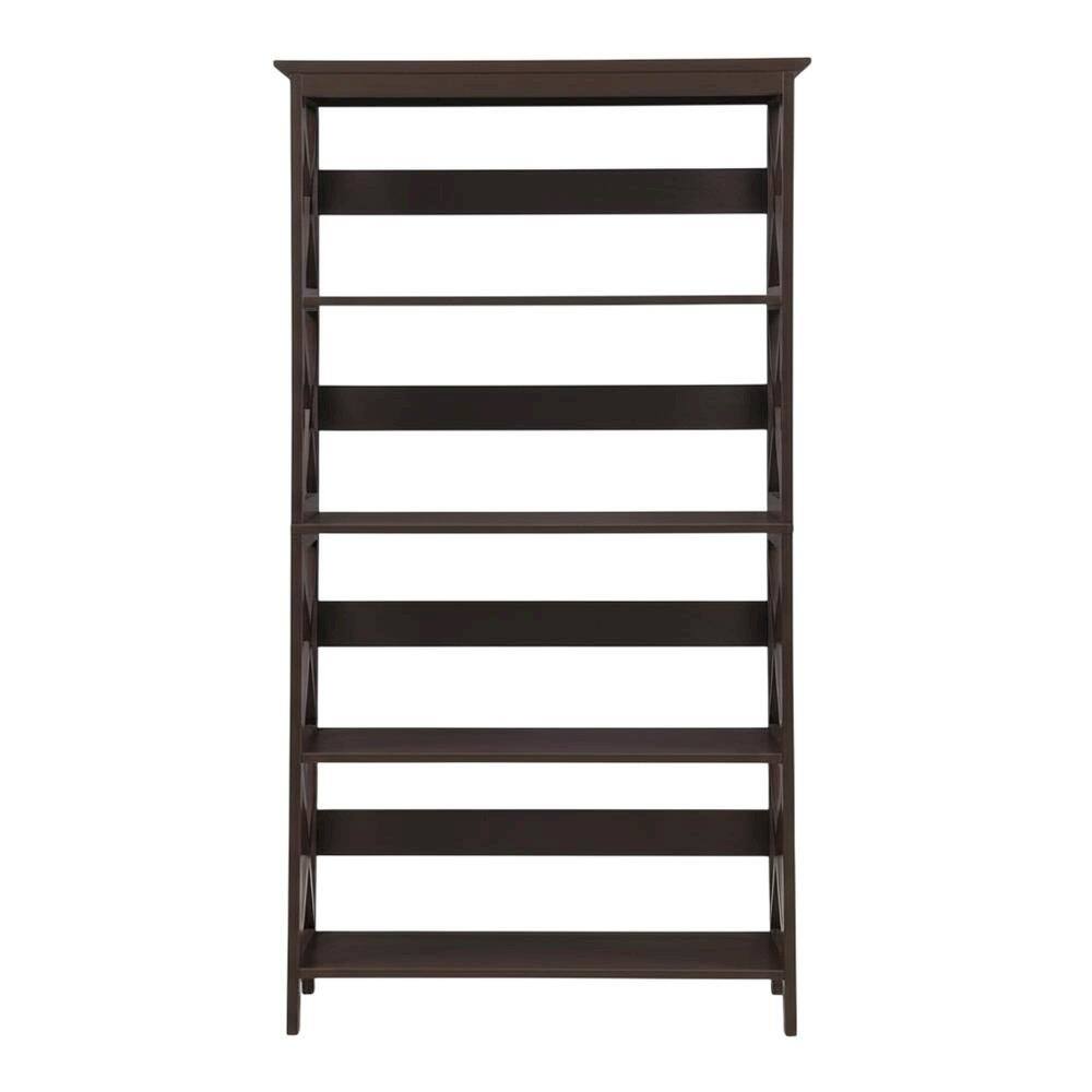 Angle. FurniFact - Wooden 5-Tier Bookcase with Non-Lead Base Paint Finish for Home Storage - Espresso.