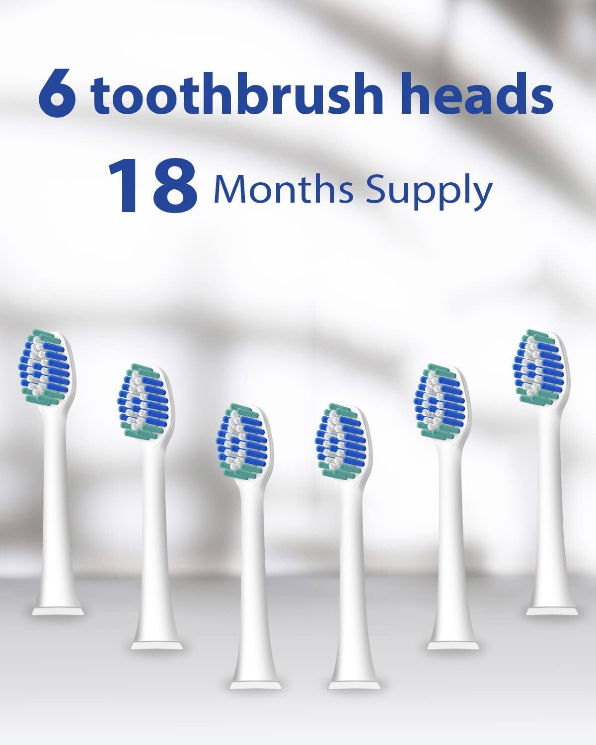 6 toothbrush heads
18 Months Supply