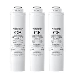 Waterdrop - ๐๐-๐๐-๐๐ Replacement Filter 1-Year Combo, Pack of 2 CF Filters and 1 CB Filter - White