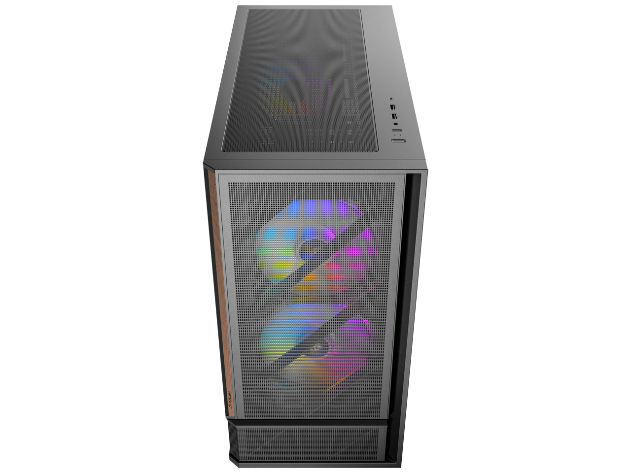 Alt View 9. Antec - Antec P30 ARGB, 5 Fans, Wood Accents, GPU Airflow, 360mm Radiator, Type-C, Mid-Tower ATX Case - Black.