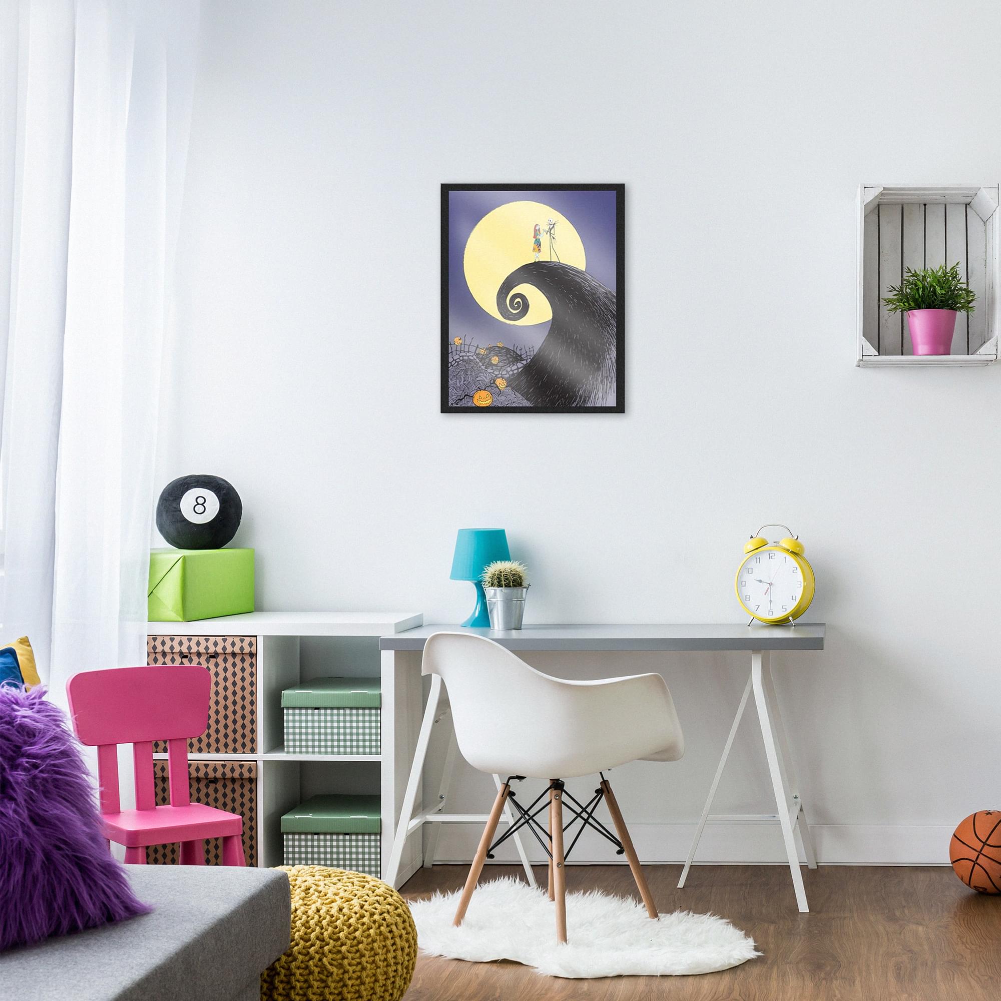 Alt View 1. Disney - Disney Nightmare Before Christmas Spiral Hill 8 x 10 Inch Framed MDF Wall Art - Purple.