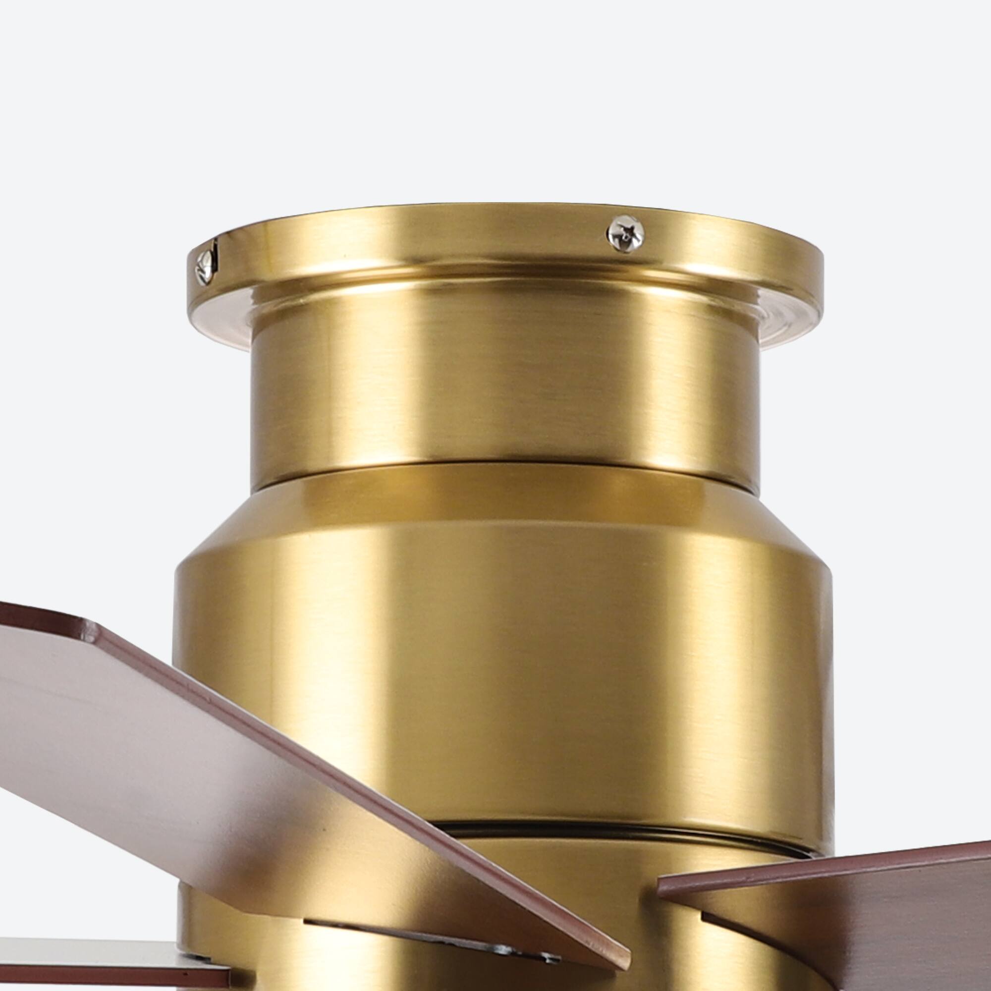 Alt View 7. Parrot Uncle - 52"  Low Profile Ceiling Fan with 3CCT Dimmable LED Light and Remote - Gold.