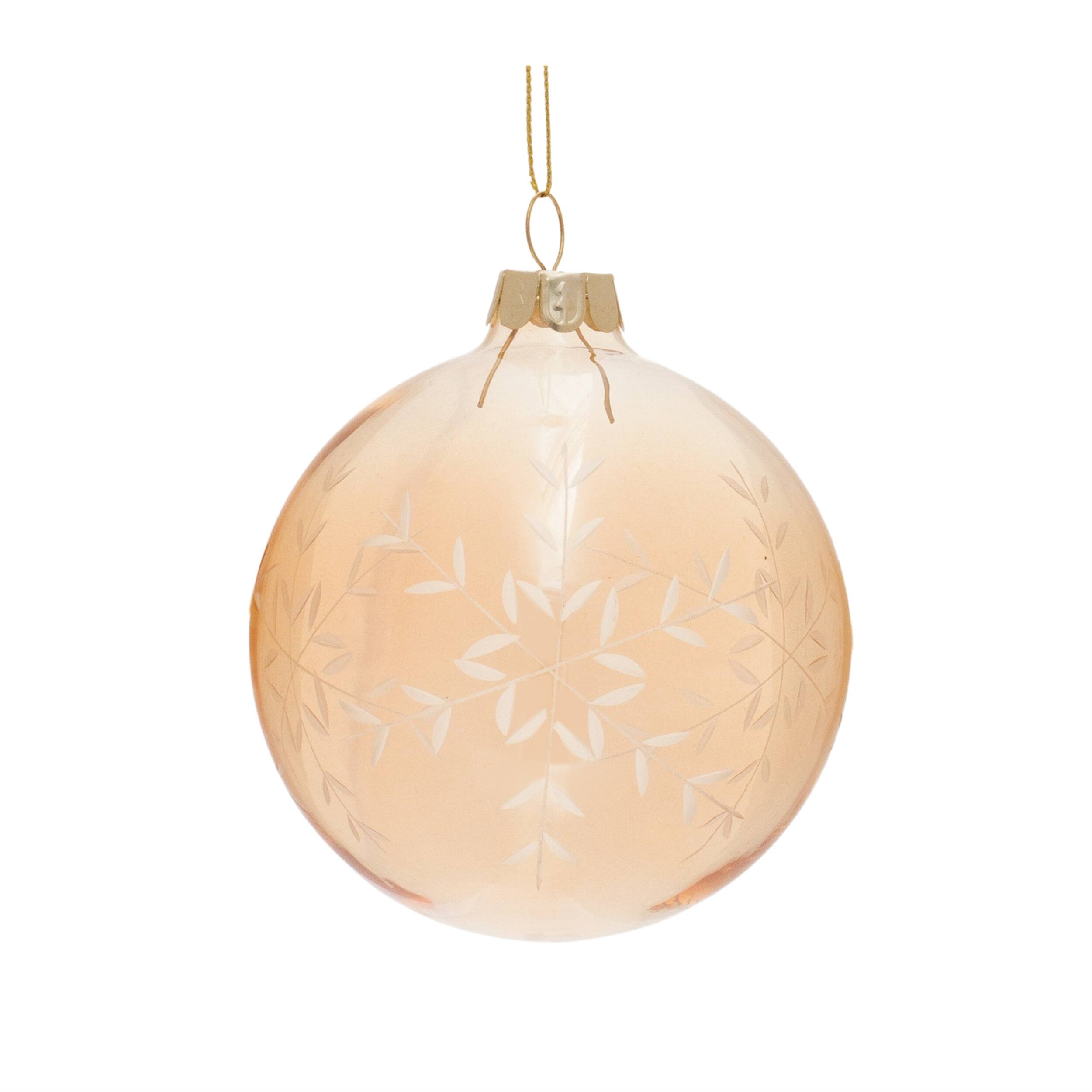 Left. BreeBe - Snowflake Etched Glass Ornament (Set of 12) - Gold.