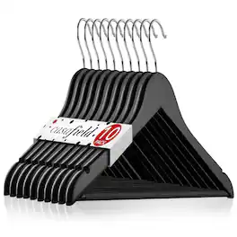 Casafield - 10 Wooden Suit Hangers - Black