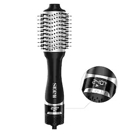 SKIMI - Hair Dryer Brush Blow Dryer in One, Hot Air Straightener for Smooth Frizz-Free Blowout, Oval Titanium Barrel - Silver