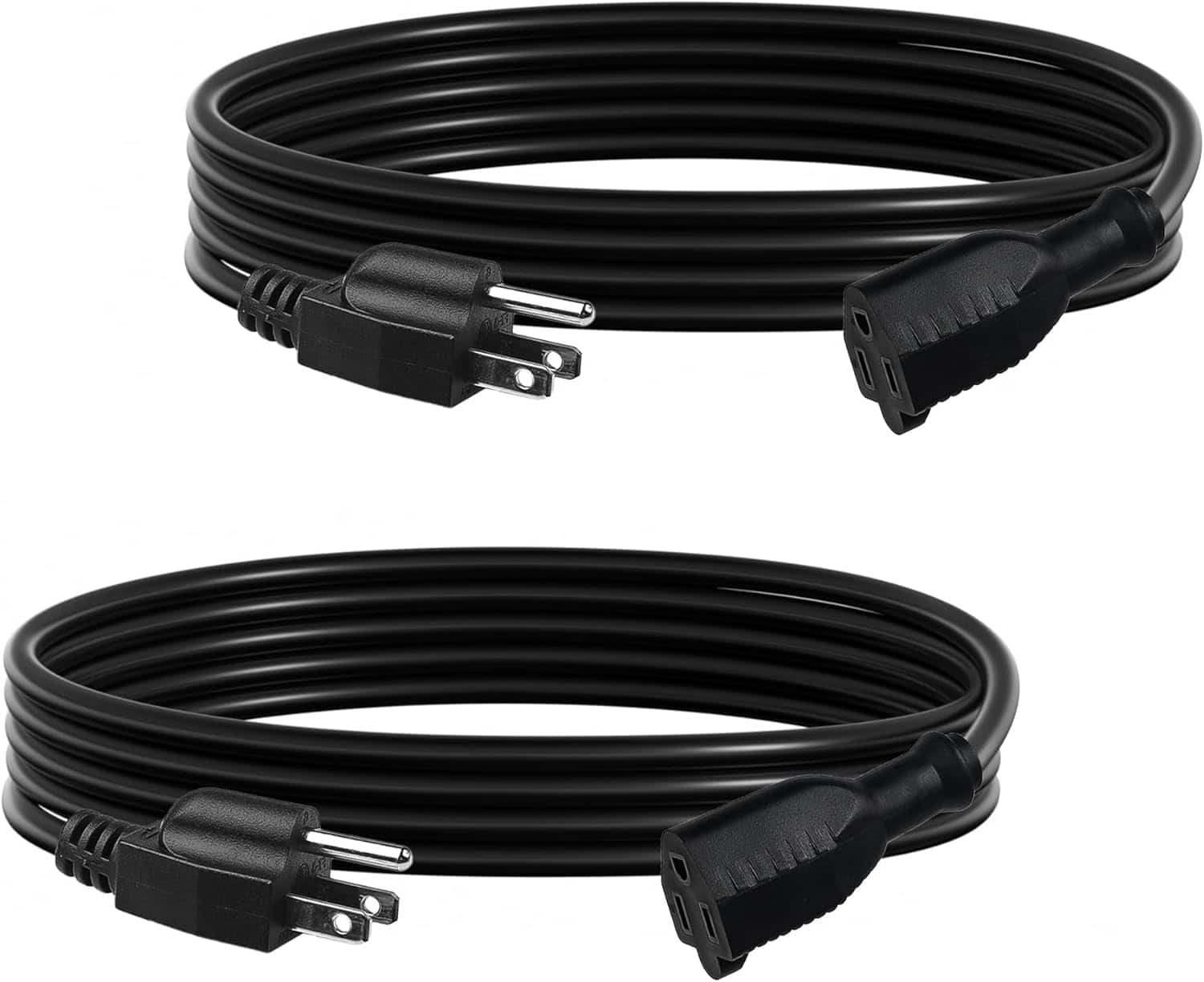 BN-LINK - 2-Pack 10ft Indoor/Outdoor Extension Cord, 16/3 SJTW, 3-Prong, Weather Resistant - Black