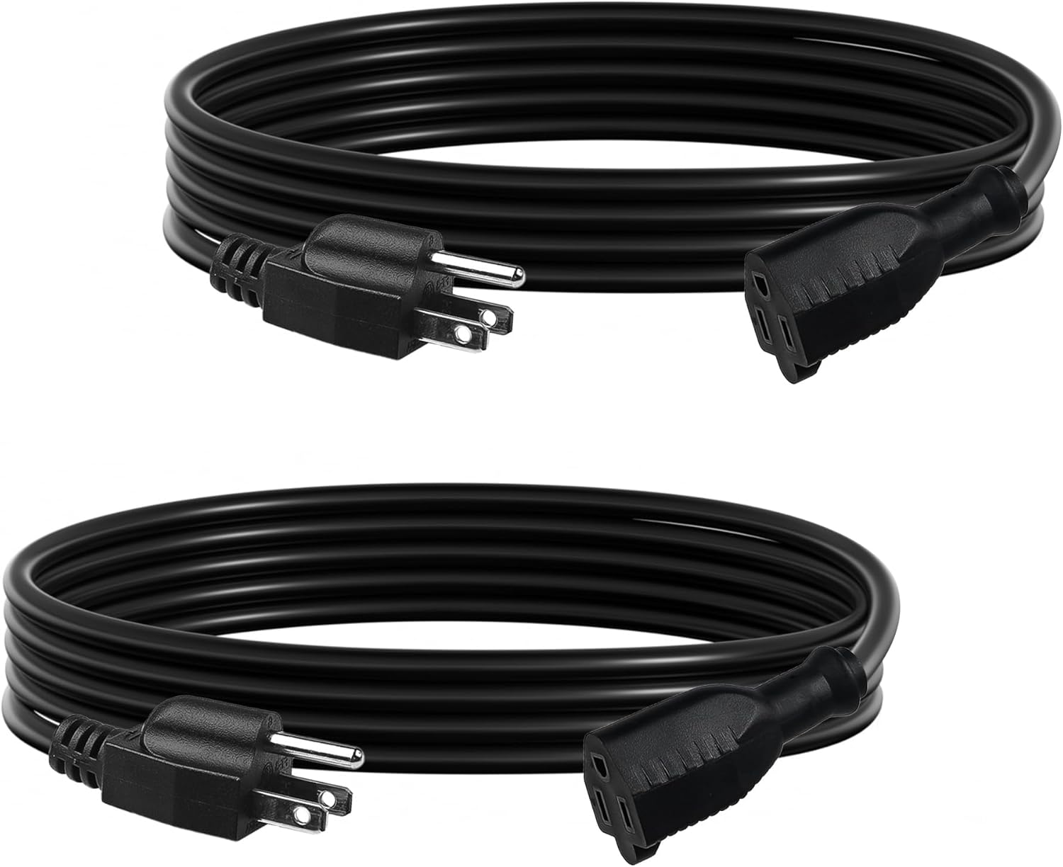 Front. BN-LINK - BN-LINK 2-Pack 10ft Indoor/Outdoor Extension Cord, 16/3 SJTW, 3-Prong, Weather Resistant, Black - Black.