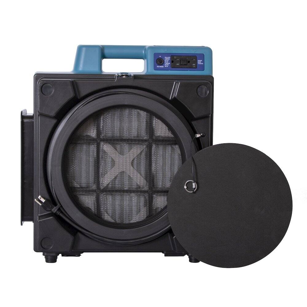 Back. XPOWER - 3 Stage Filtration HEPA Purifier System, Negative Air Machine and Hour Meter - Blue.