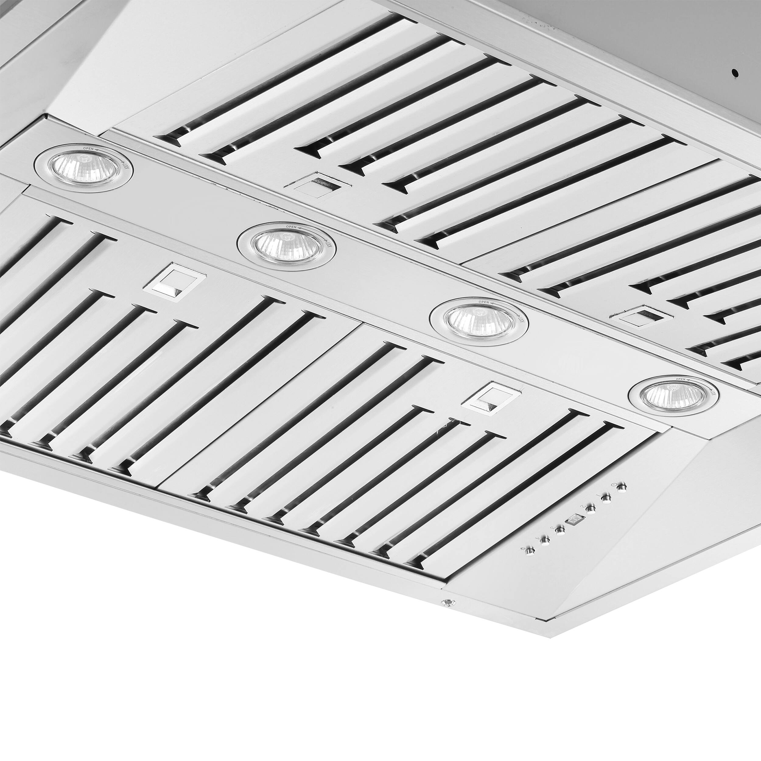 Alt View 2. Forno Appliances - Altilia 36" Built-In Range Hood with LED Lighting - Stainless steel.