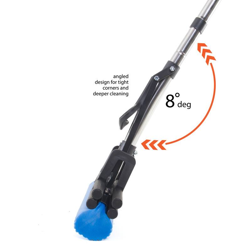 angled design for tight corners and deeper cleaning  
8° deg