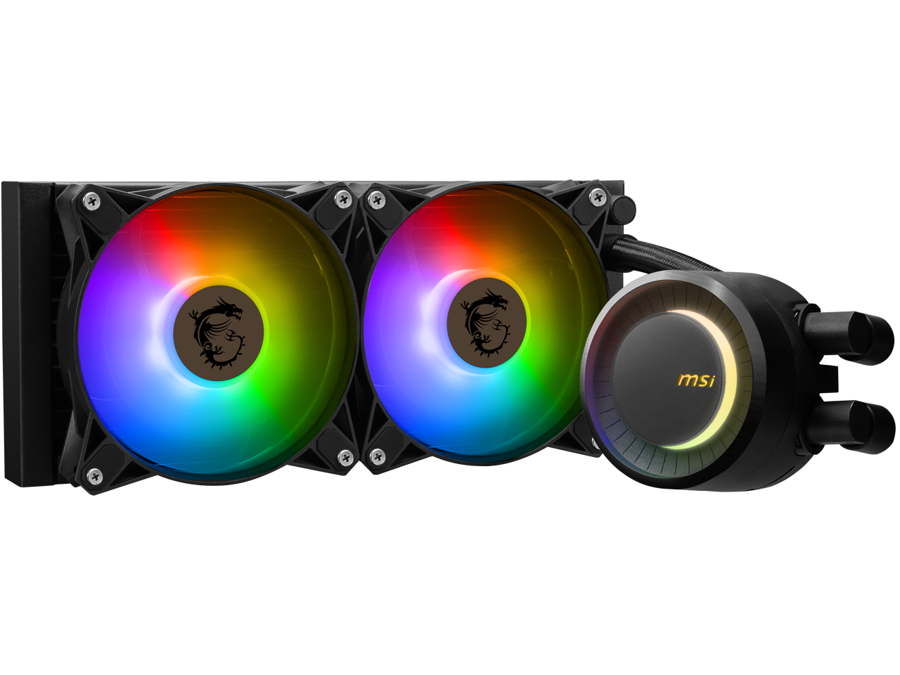 Alt View 4. MSI - MSI MAG CoreLiquid E240 Black - AIO Liquid Cooler, 240mm, Dual ARGB Fans, LGA/AM5 - Black.