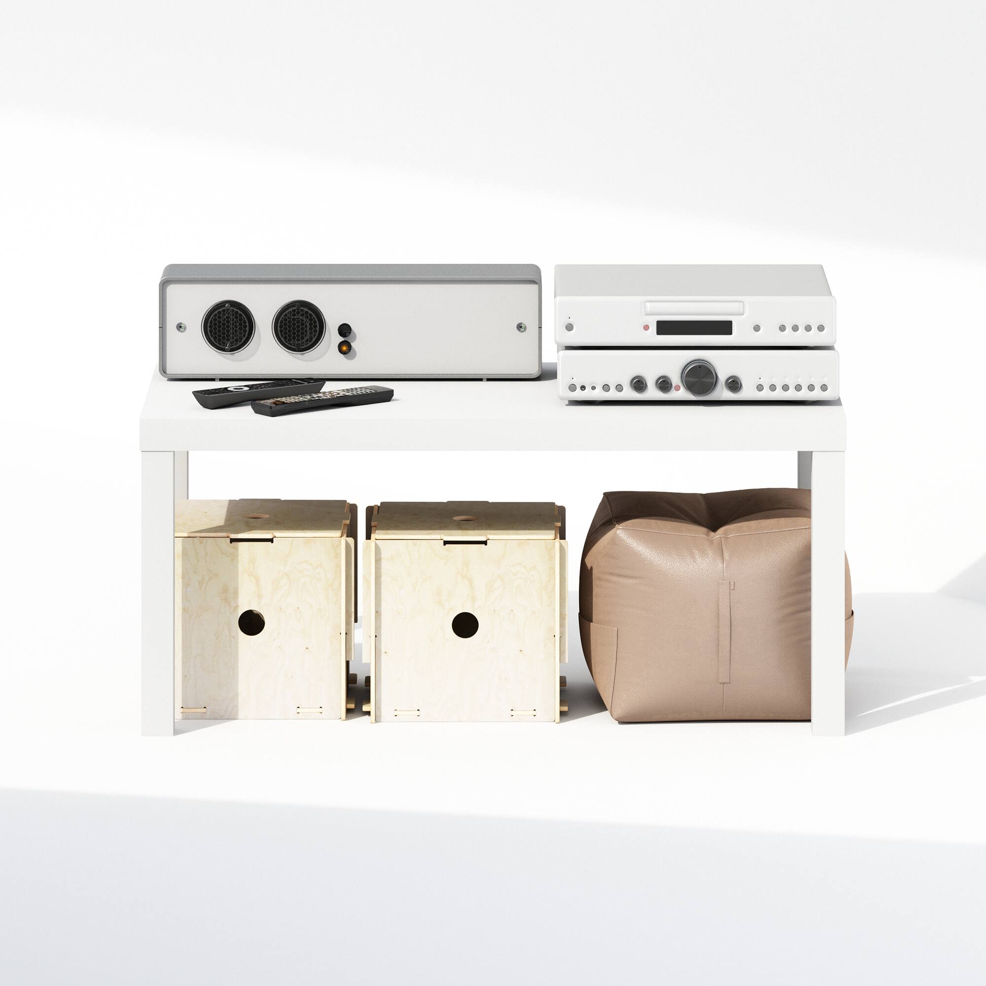 Alt View 4. Furinno - Simplistic Modern TV Stand, TV Table - White.