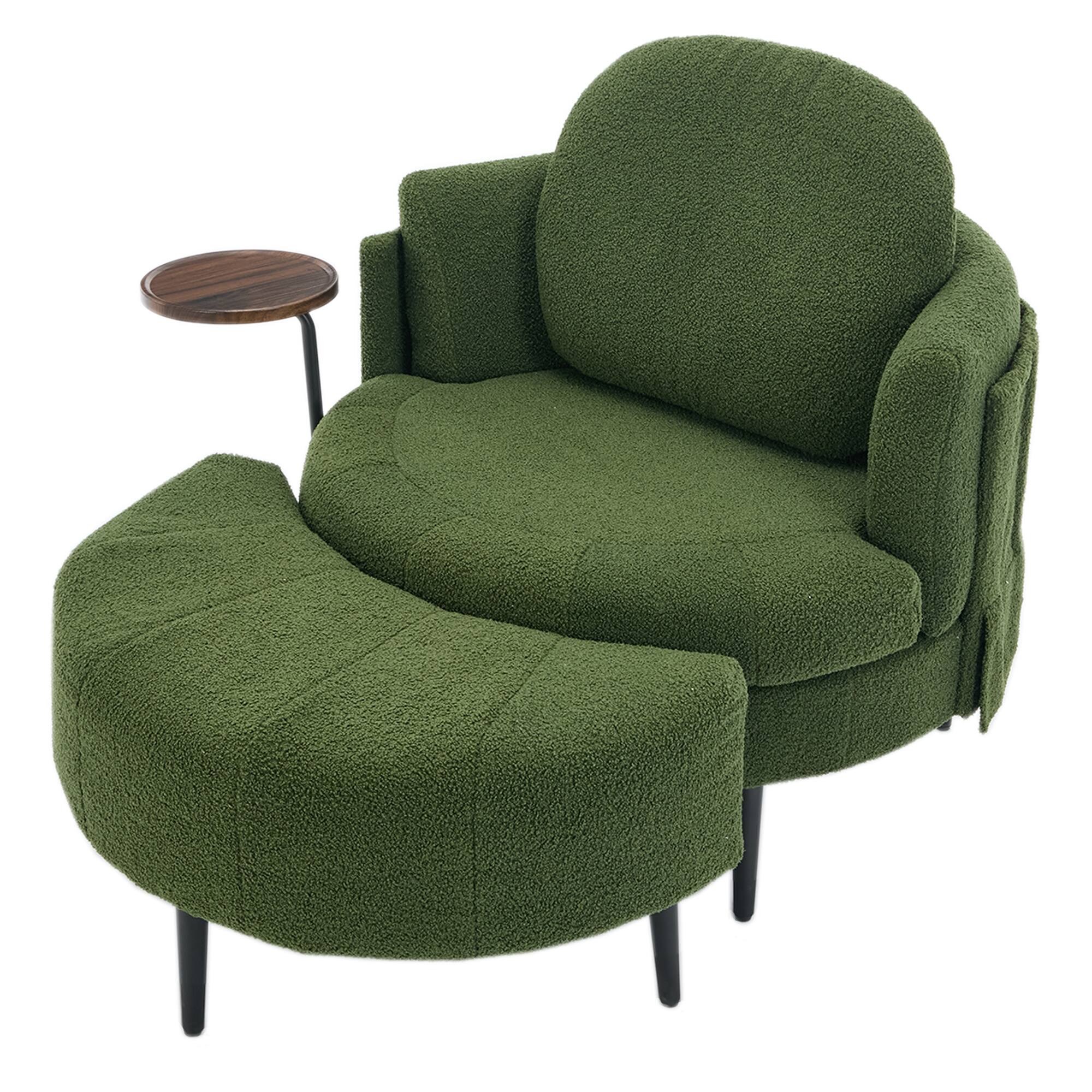Ecooso Single sofa chair, Cresent Shaped footstool,Movable