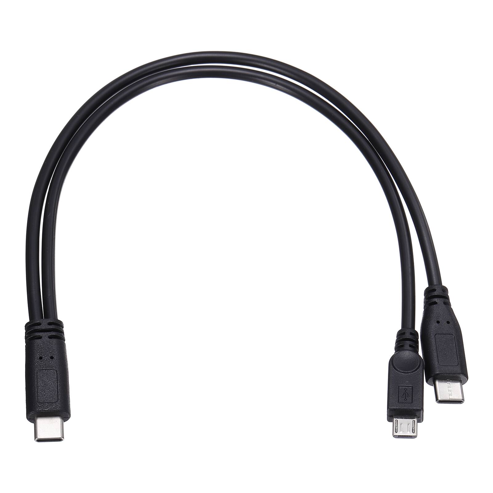 Front. Unique Bargains - Type C Male to Type C and Micro 5P Male 2-in-1 11.8" Charging Cable - Black.