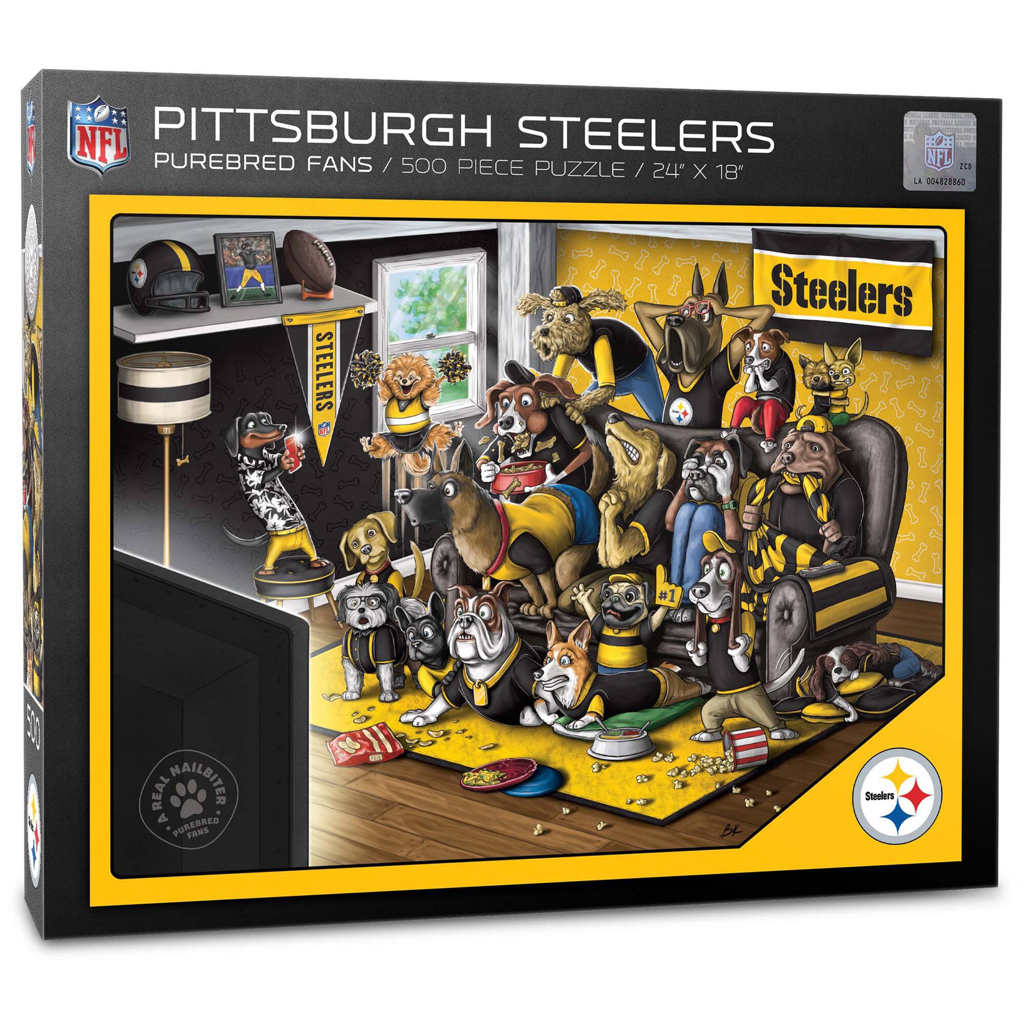 YouTheFan - Pittsburgh Steelers Purebred Fans 18'' x 24'' A Real Nailbiter 500-Piece Puzzle - Multicolor