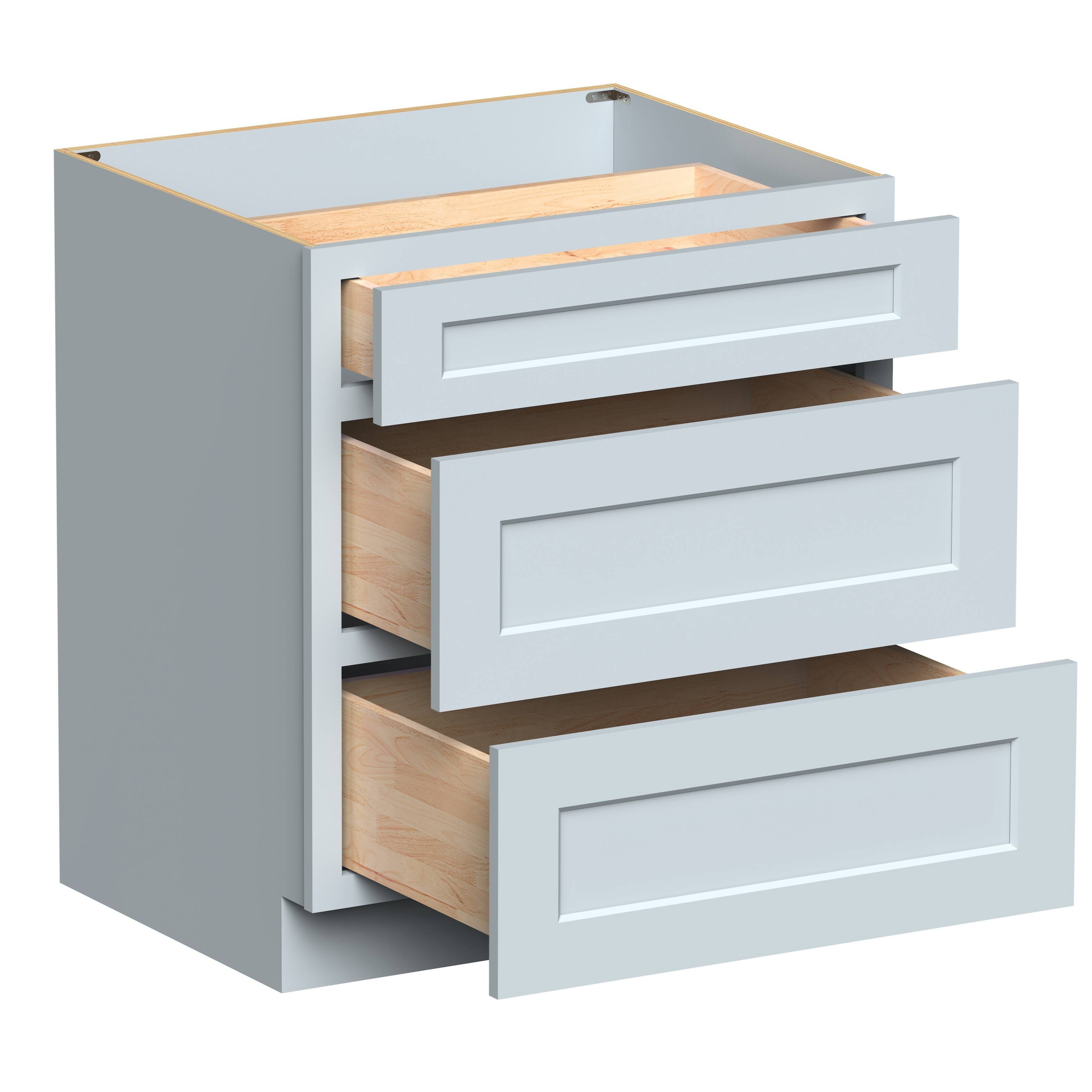 Alt View 3. Boyel Living - Dove Gray Drawer Base Cabinets 34.5.Wx24in.H Ready to Assemble Kitchen Cabinets 3Drawers - DOVE GRAY.