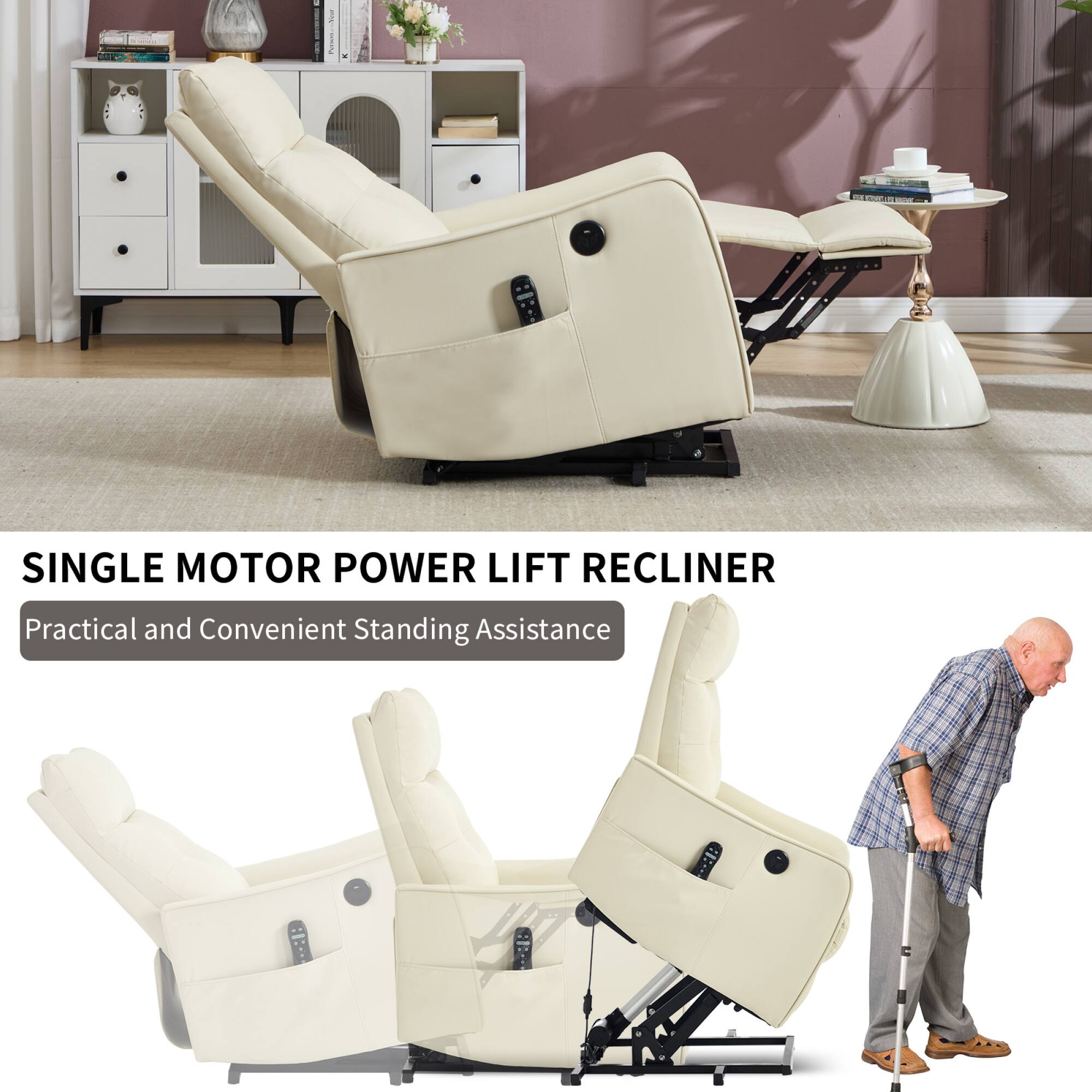 SINGLE MOTOR POWER LIFT RECLINER  
Practical and Convenient Standing Assistance