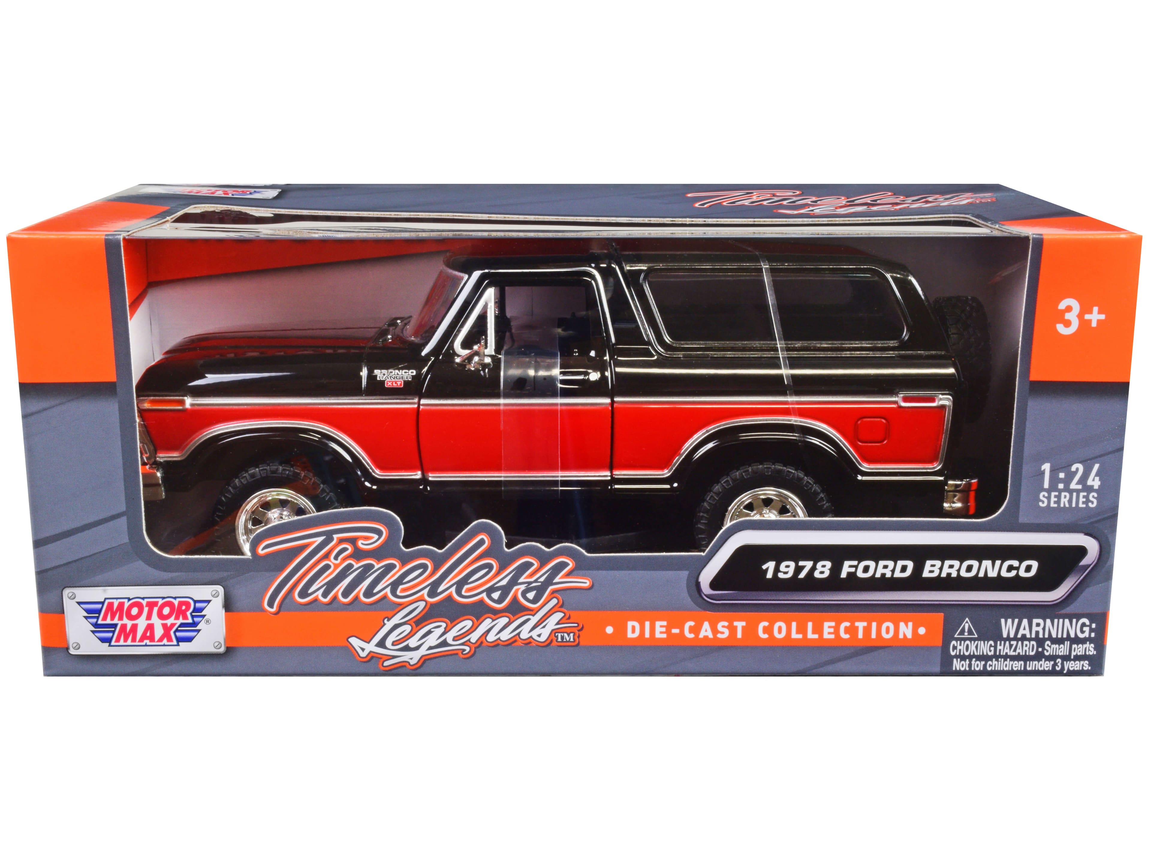 "1978 Ford Bronco Ranger XLT with Spare Tire Black and Red ""Timeless Legends"" Series 1/24 Diecast Model Car by Motormax" price history on PriceWatchPro