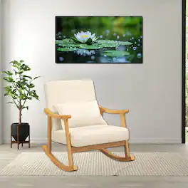 Hivvago - Modern Upholstered Rocker Chair with Cushion and Solid Rubber Wood Base - Beige
