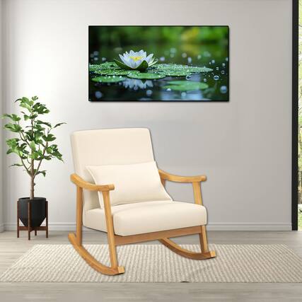 Front. Hivvago - Modern Upholstered Rocker Chair with Cushion and Solid Rubber Wood Base - Beige.