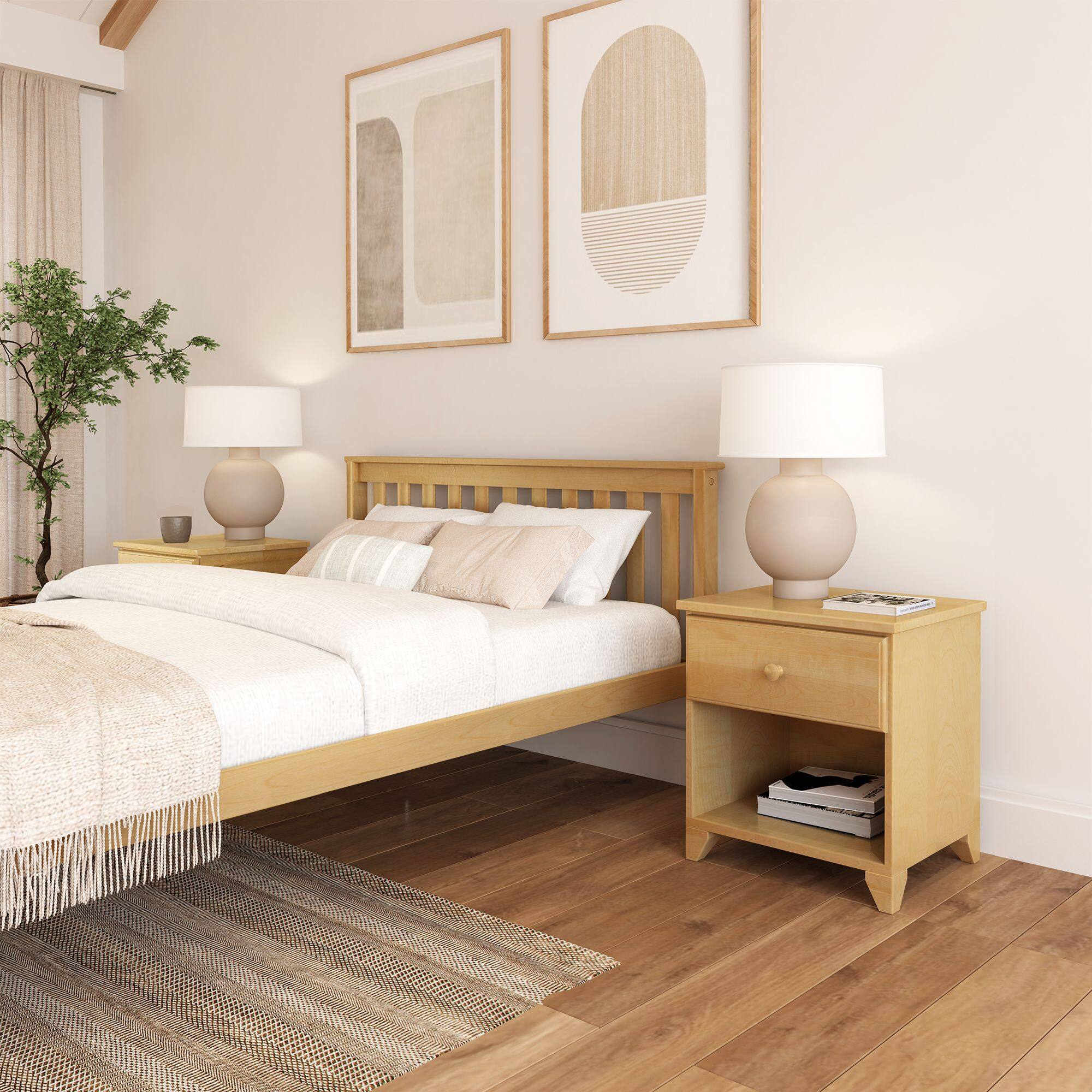 Alt View 5. Plank+Beam - Nightstand with 1 Drawer, Natural - Natural.