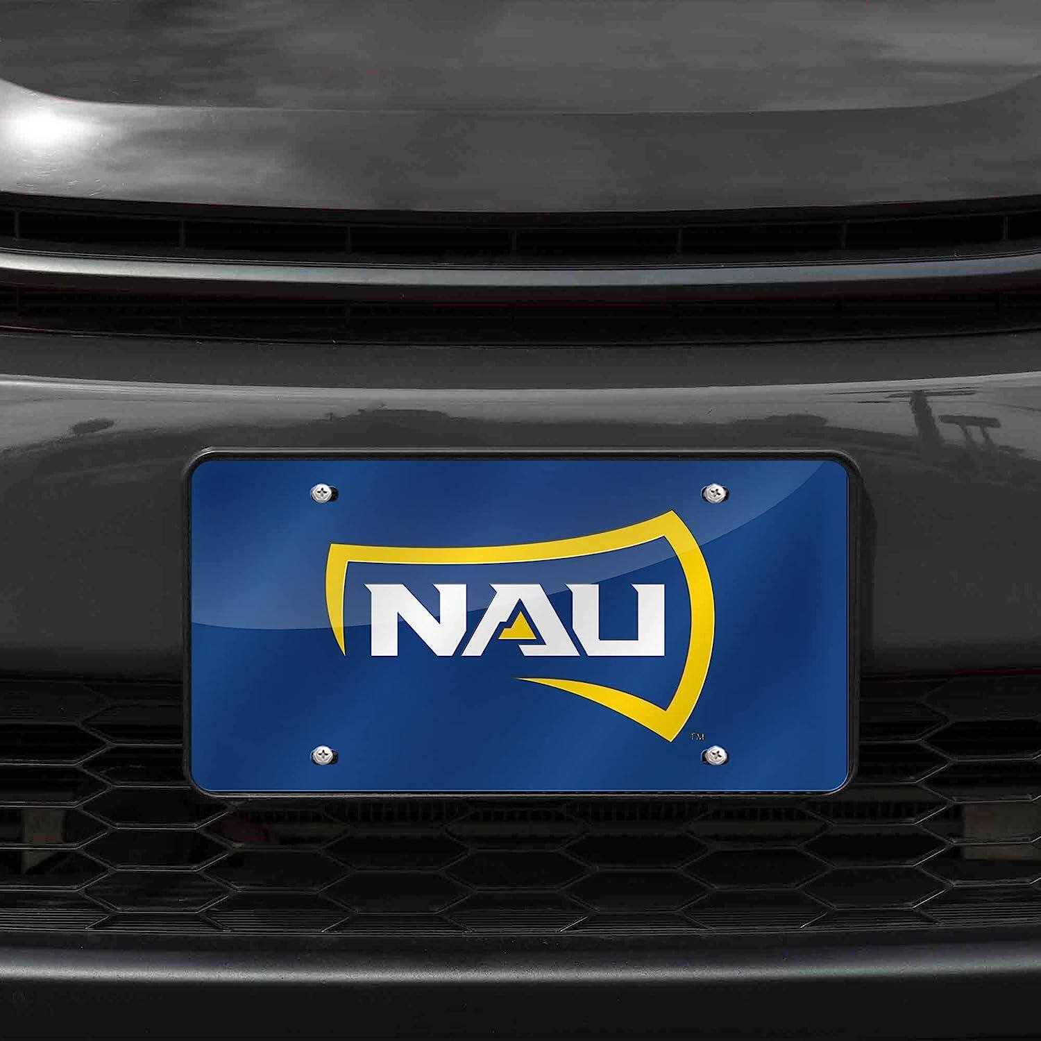 Alt View 1. Rico Industries - Northern Arizona Lumberjacks Blue Mirror Look Acrylic License Plate Laser Tag - Multi.