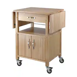 FurniFact - Beech Kitchen Island on Wheels – Rolling Kitchen Island Cart for Small Kitchens - Natural
