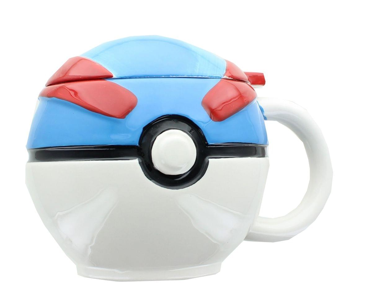 Front. Pokémon - Pokemon Great Ball Molded Mug with Lid - Blue.