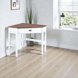 Hivvago - Compact Corner Workstation Desk Made of Wood - Natural