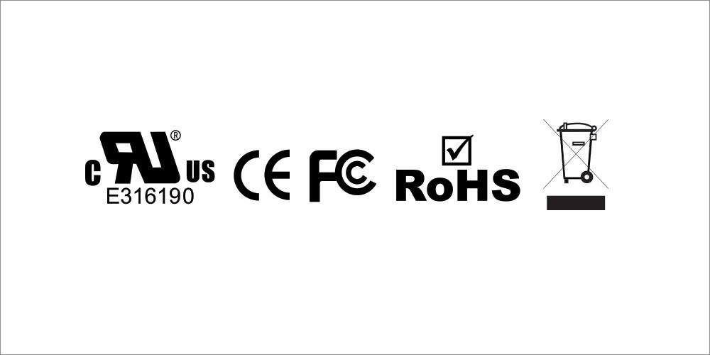 R US CE FC E316190 RoHS
