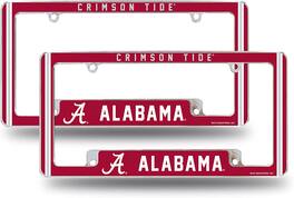 Rico Industries - Alabama NCAA Crimson Tide (Set of 2) Chrome Metal License Plate Frames with Bold Full Frame Design - Multi