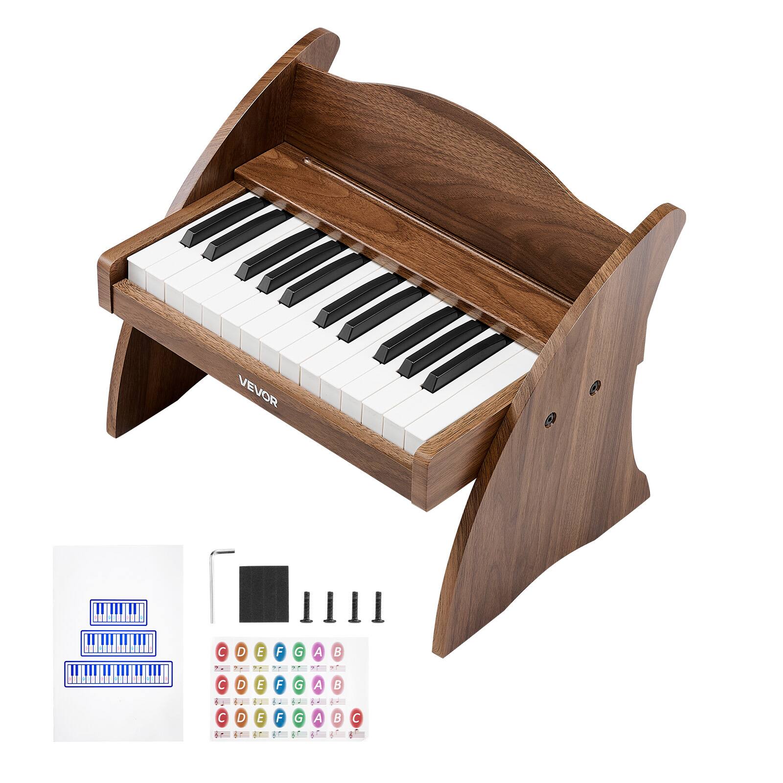 Alt View 5. VEVOR - Kids Piano Keyboard, 25 Keys Wooden Digital Piano for Kids, Mini Music Educational Instrument Toy with Realistic Sound - Walnut.