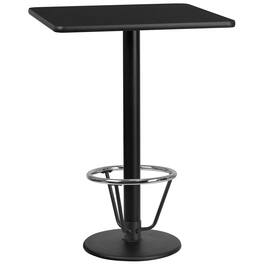 Emma + Oliver - 30" Square Laminate Bar Table with 18" Round Foot Ring Base - Black