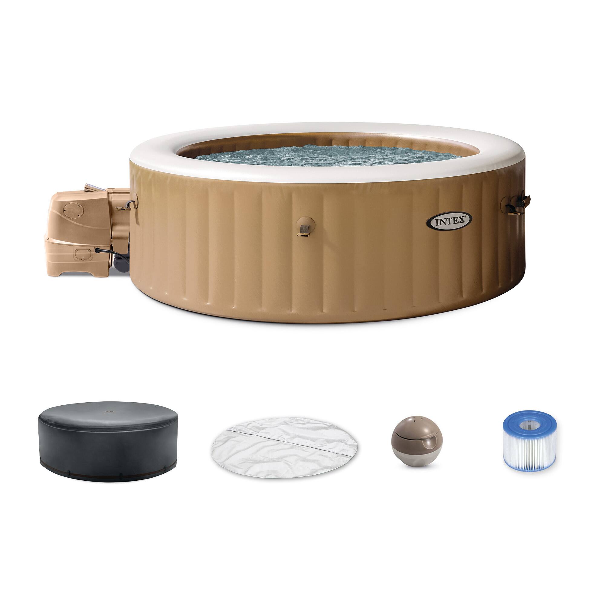 Front. Intex - Intex PureSpa 6 Person Bubble Massage Inflatable Hot Tub Spa Set, Sahara Tan - Brown/White.